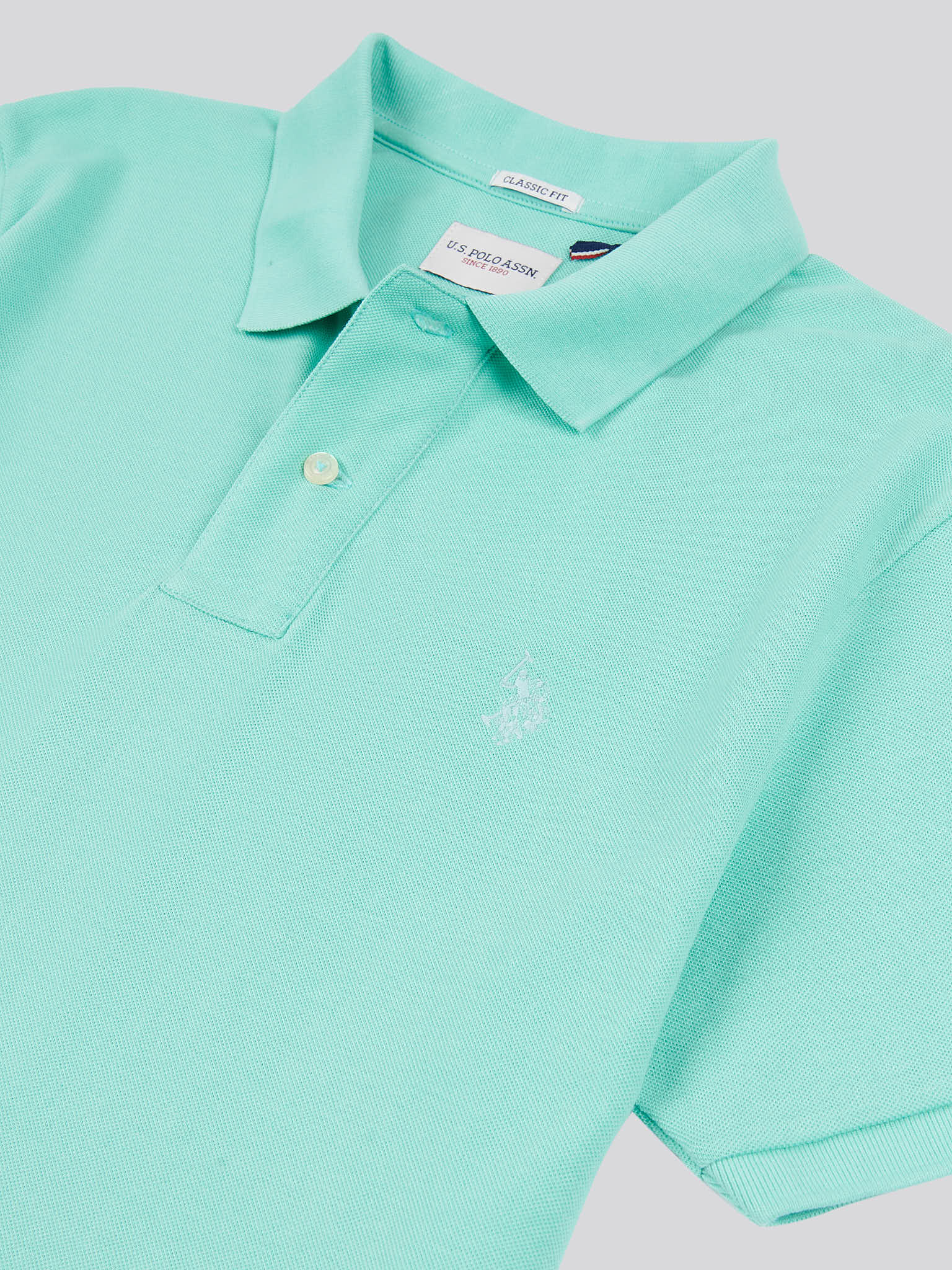 Mens Double Horsemen Polo Shirt Pool Blue