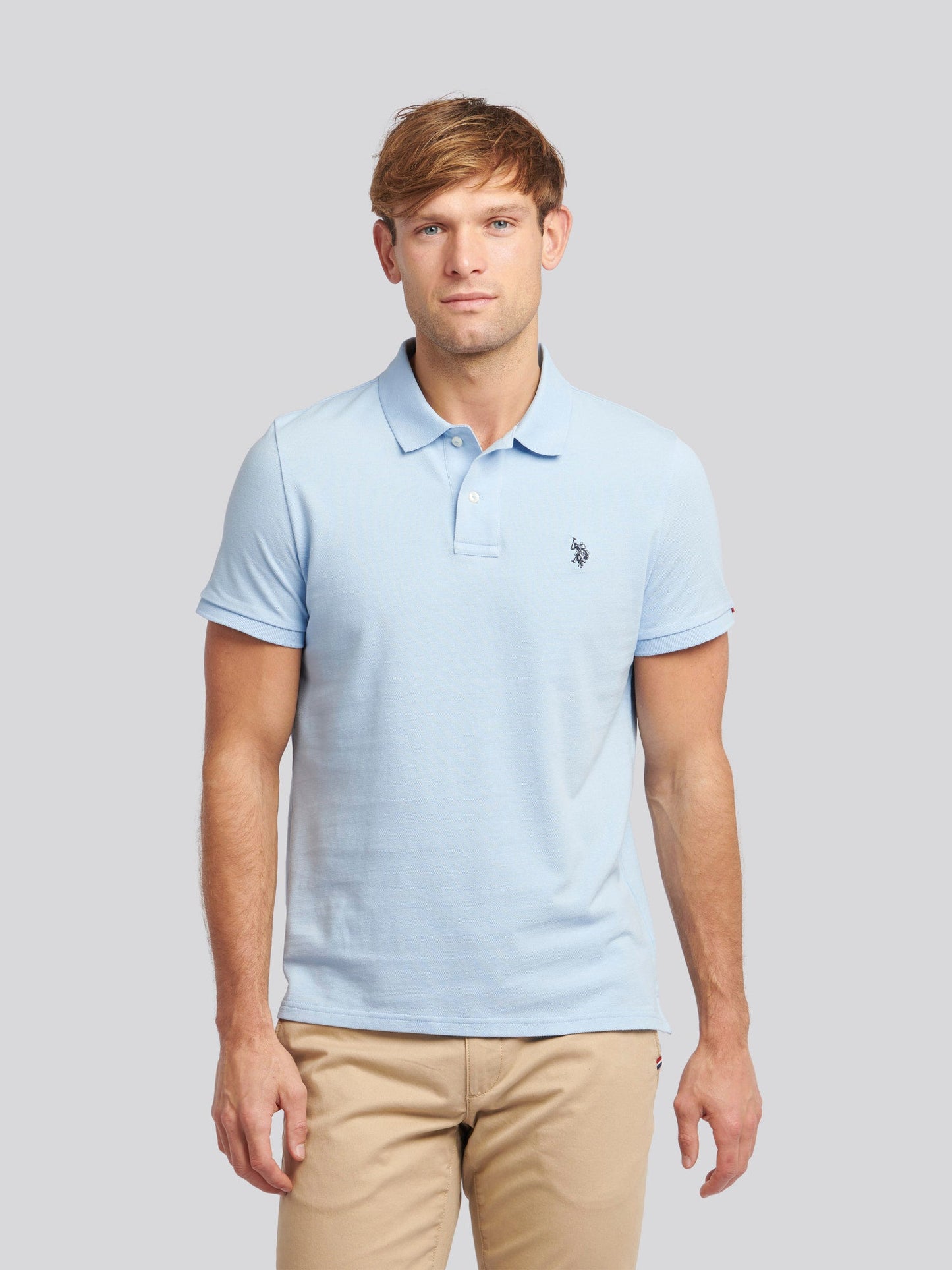 Mens Double Horsemen Polo Shirt Chambray Blue