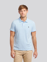 Mens Double Horsemen Polo Shirt Chambray Blue