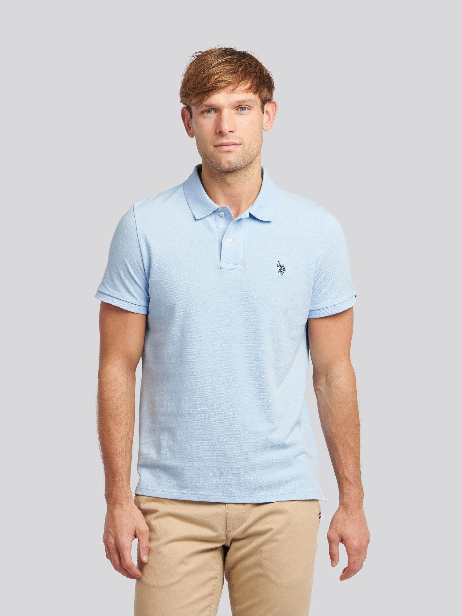 Mens Double Horsemen Polo Shirt Chambray Blue
