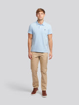 Mens Double Horsemen Polo Shirt Chambray Blue
