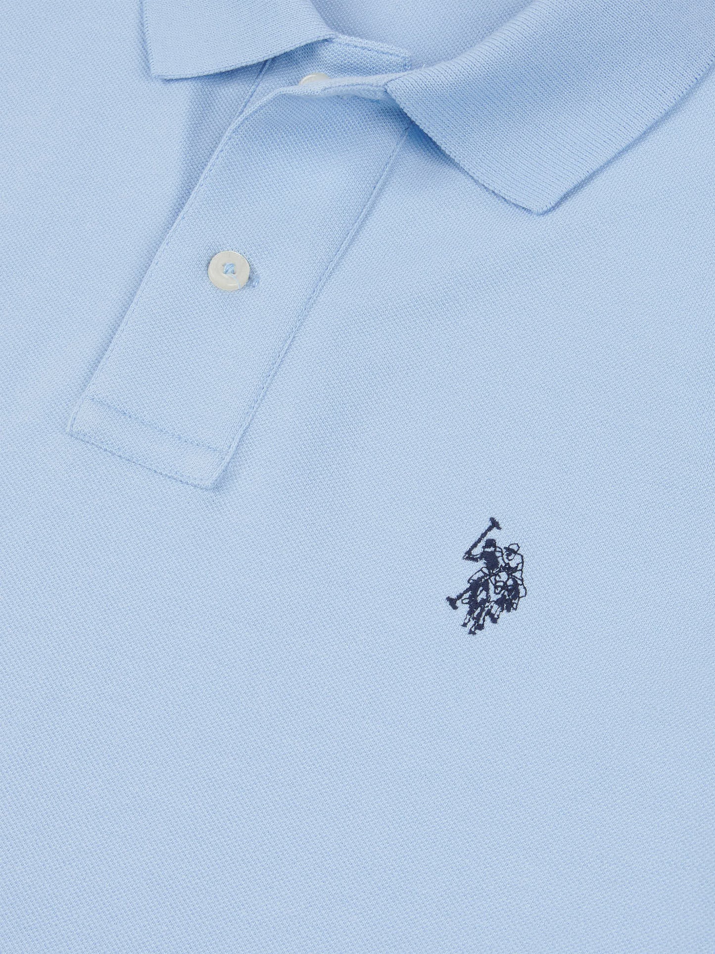 Mens Double Horsemen Polo Shirt Chambray Blue