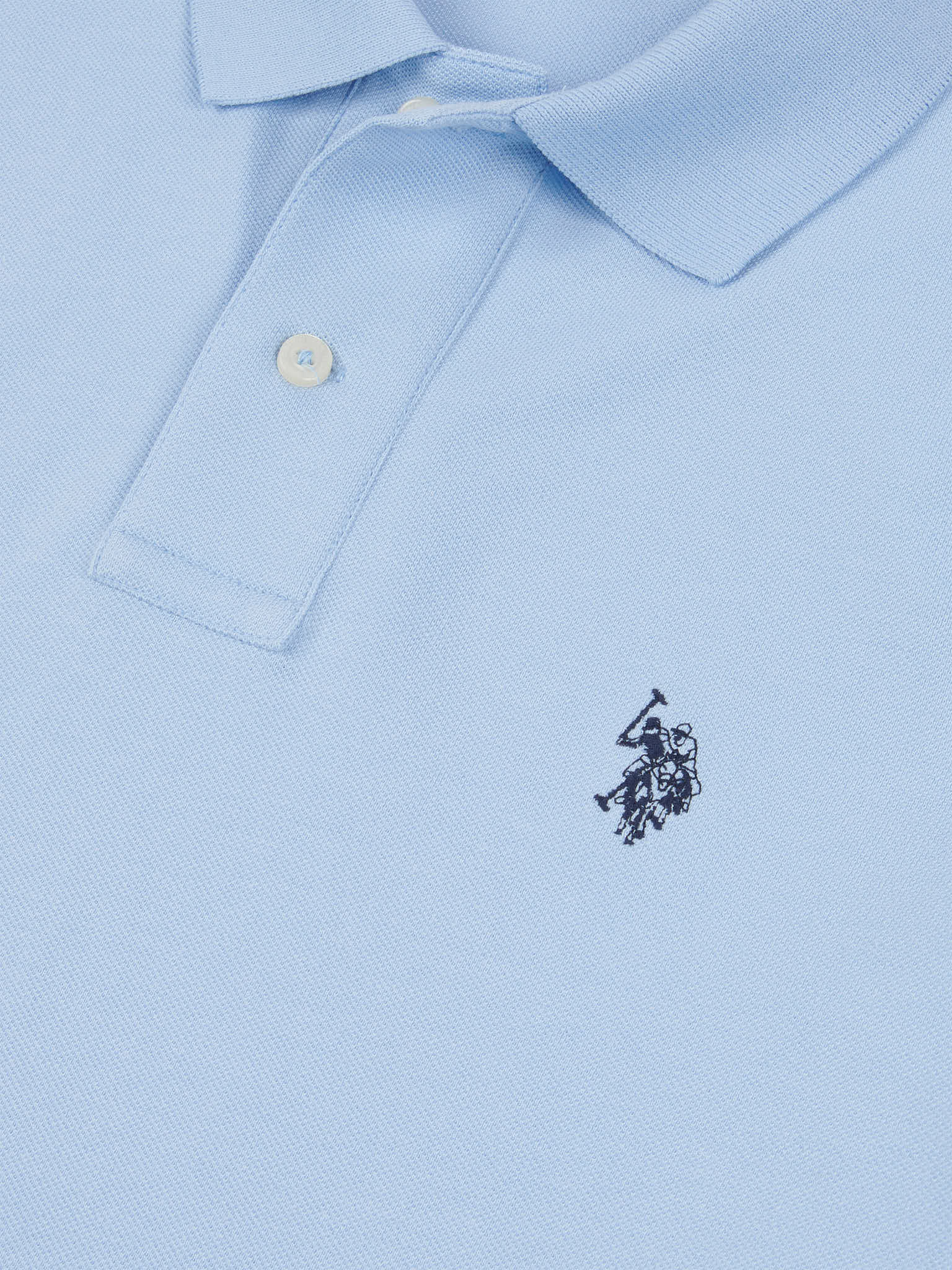 Mens Double Horsemen Polo Shirt Chambray Blue