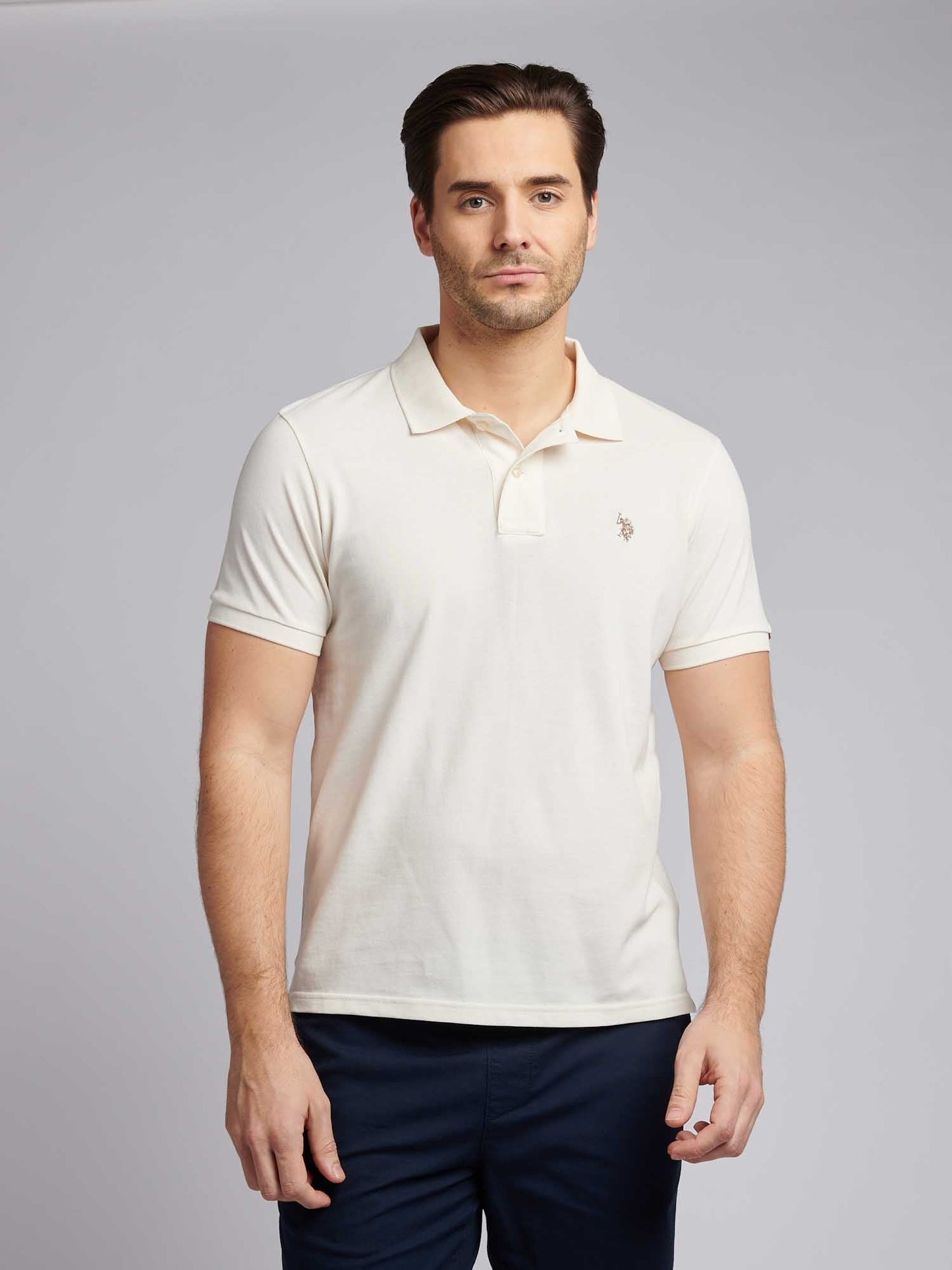 Mens Double Horsemen Polo Shirt Whisper White