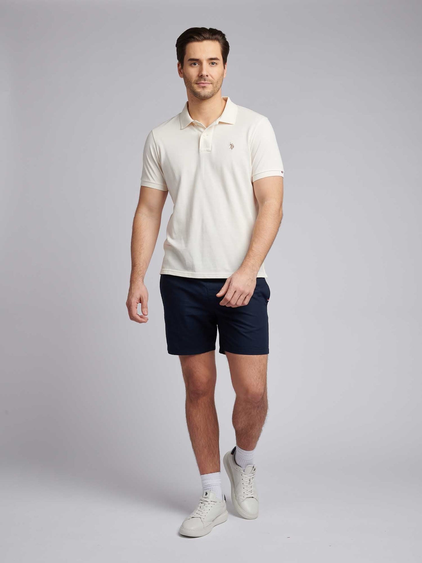 Mens Double Horsemen Polo Shirt Whisper White