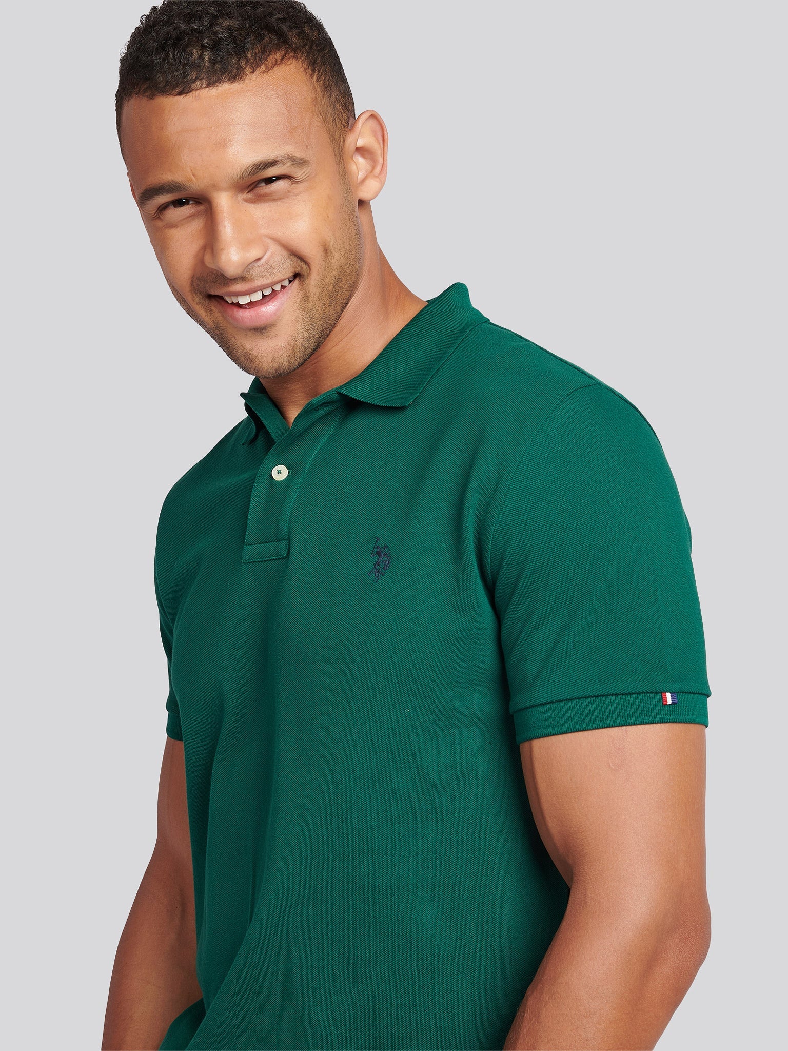 Mens Double Horsemen Polo Shirt Rain Forest