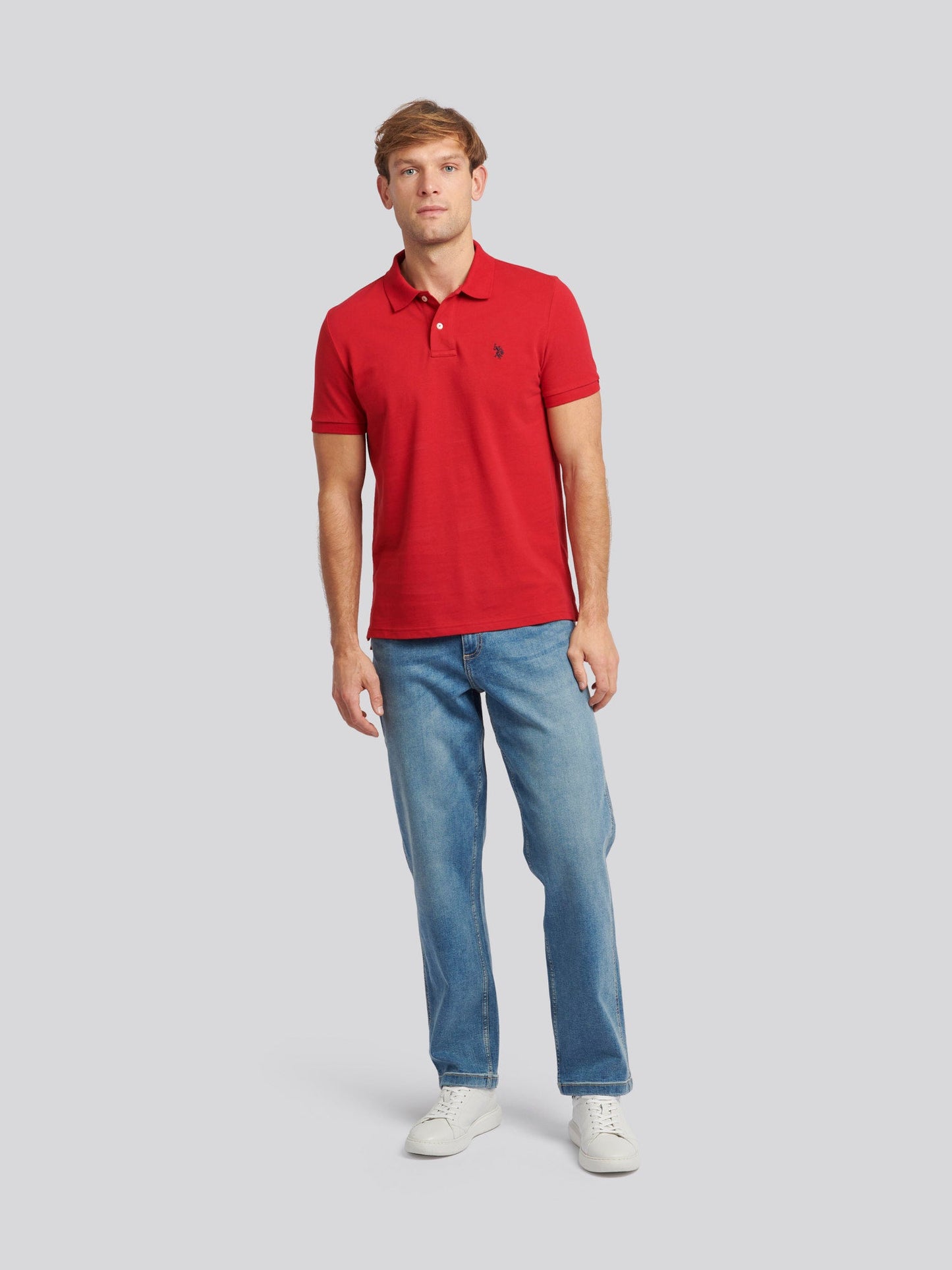 Mens Double Horsemen Polo Shirt Haute Red