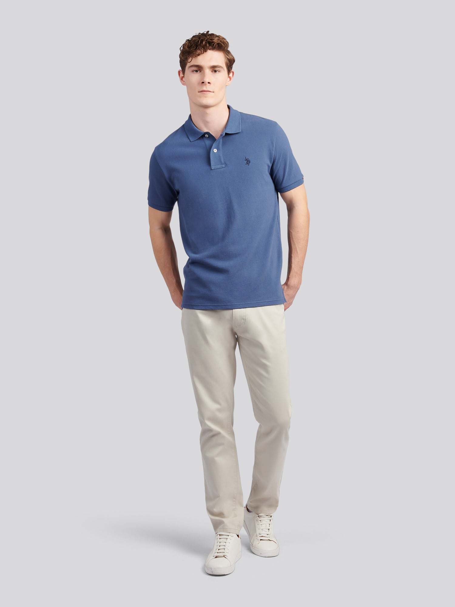 Mens Double Horsemen Polo Shirt Vintage Indigo