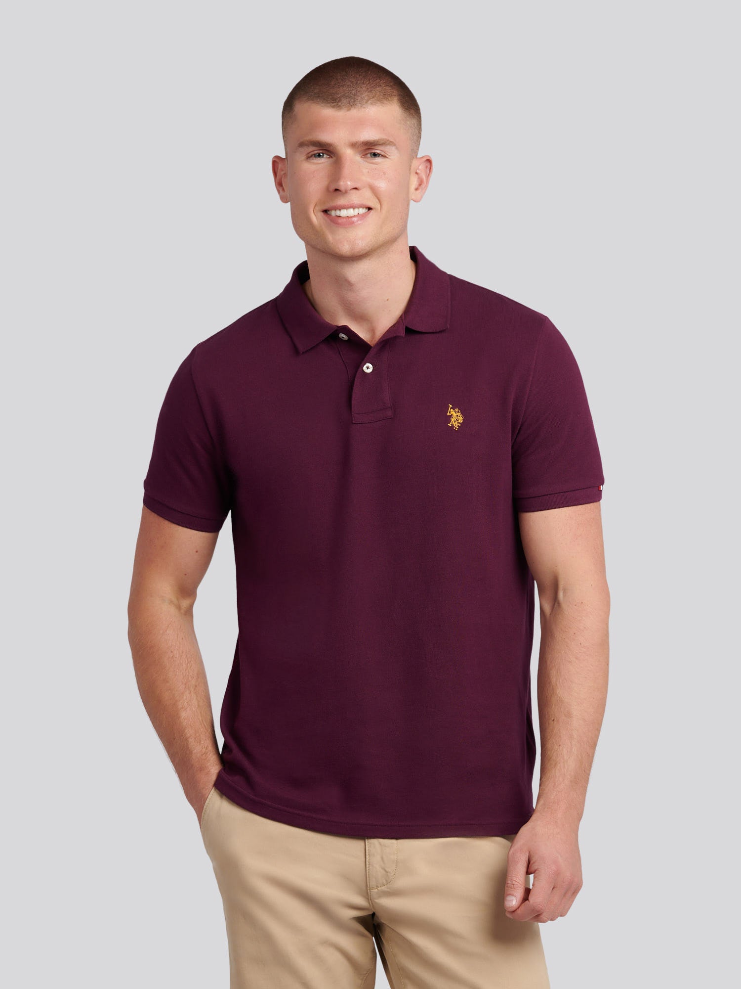 Mens Double Horsemen Polo Shirt Grape Wine