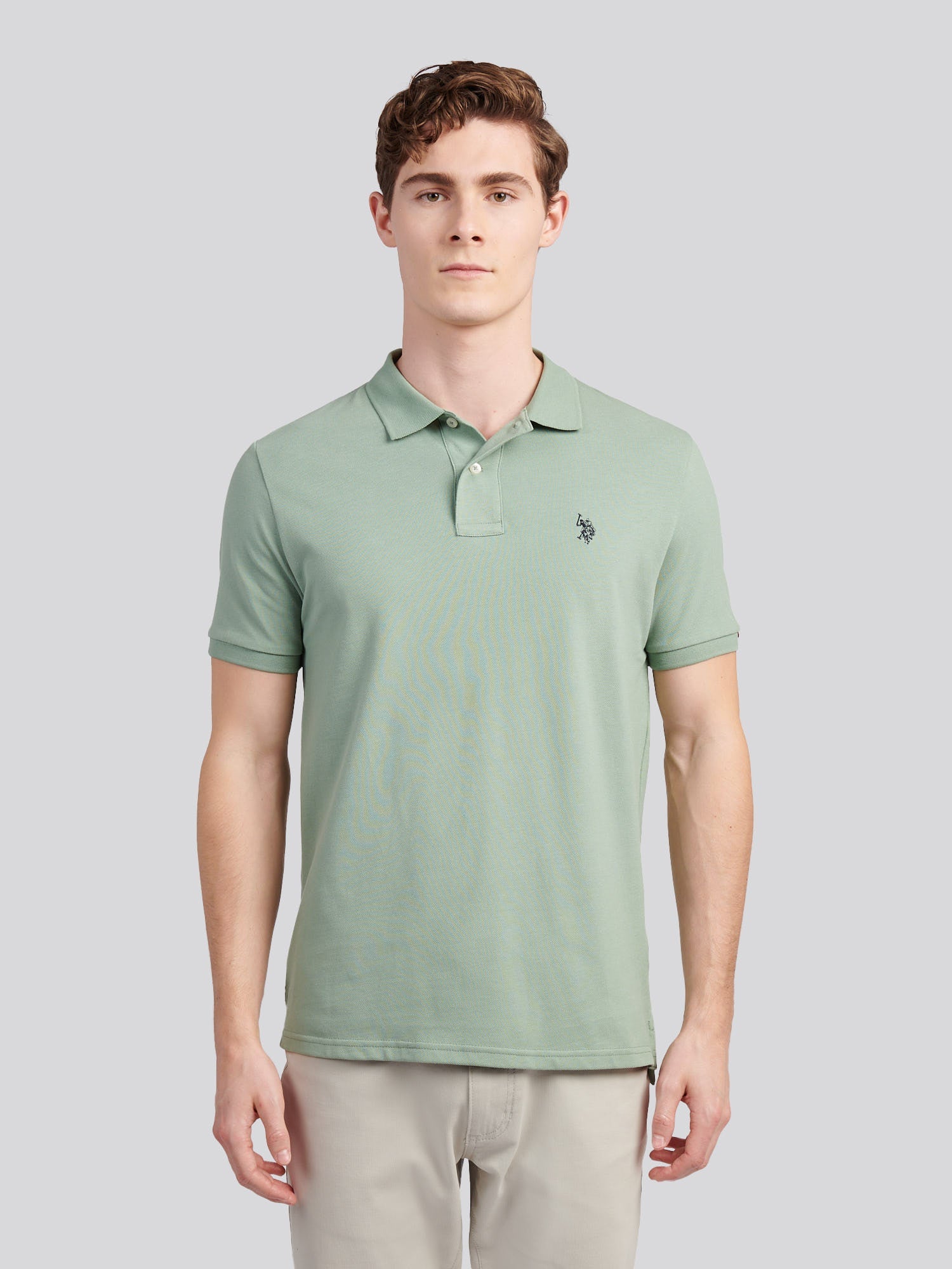 Mens Double Horsemen Polo Shirt Iceberg Green