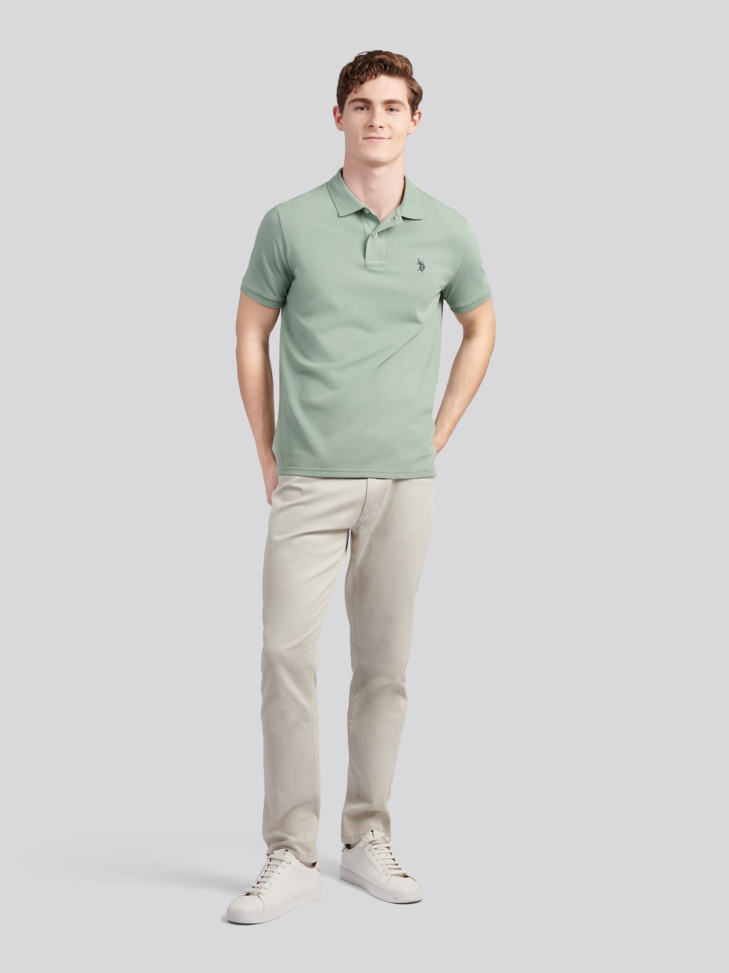 Mens Double Horsemen Polo Shirt Iceberg Green