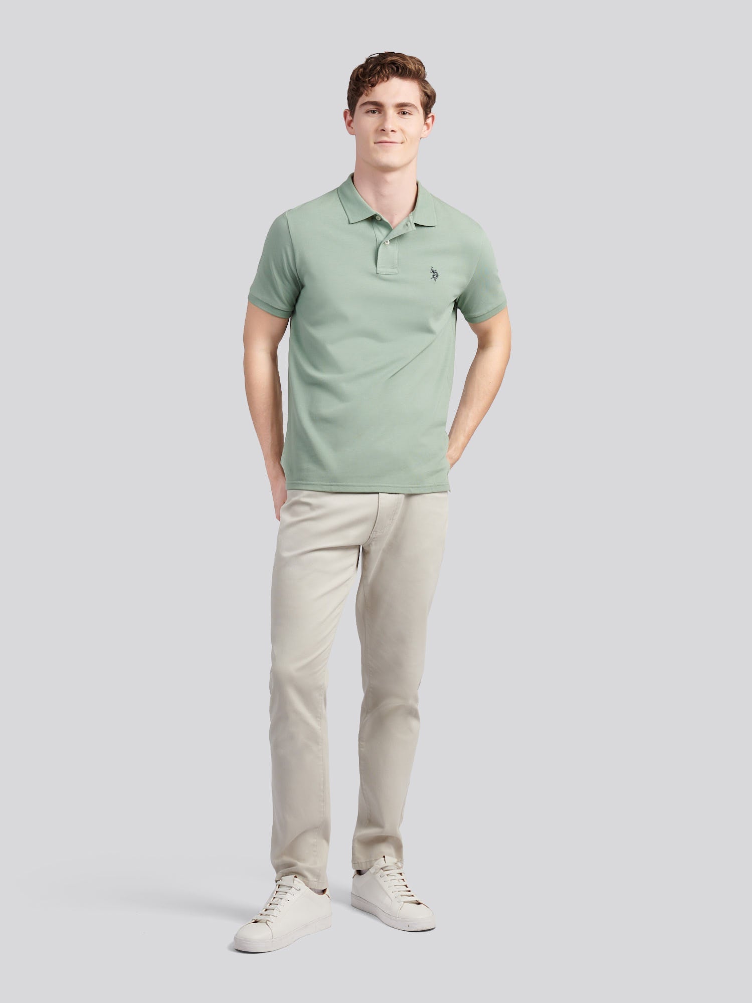 Mens Double Horsemen Polo Shirt Iceberg Green