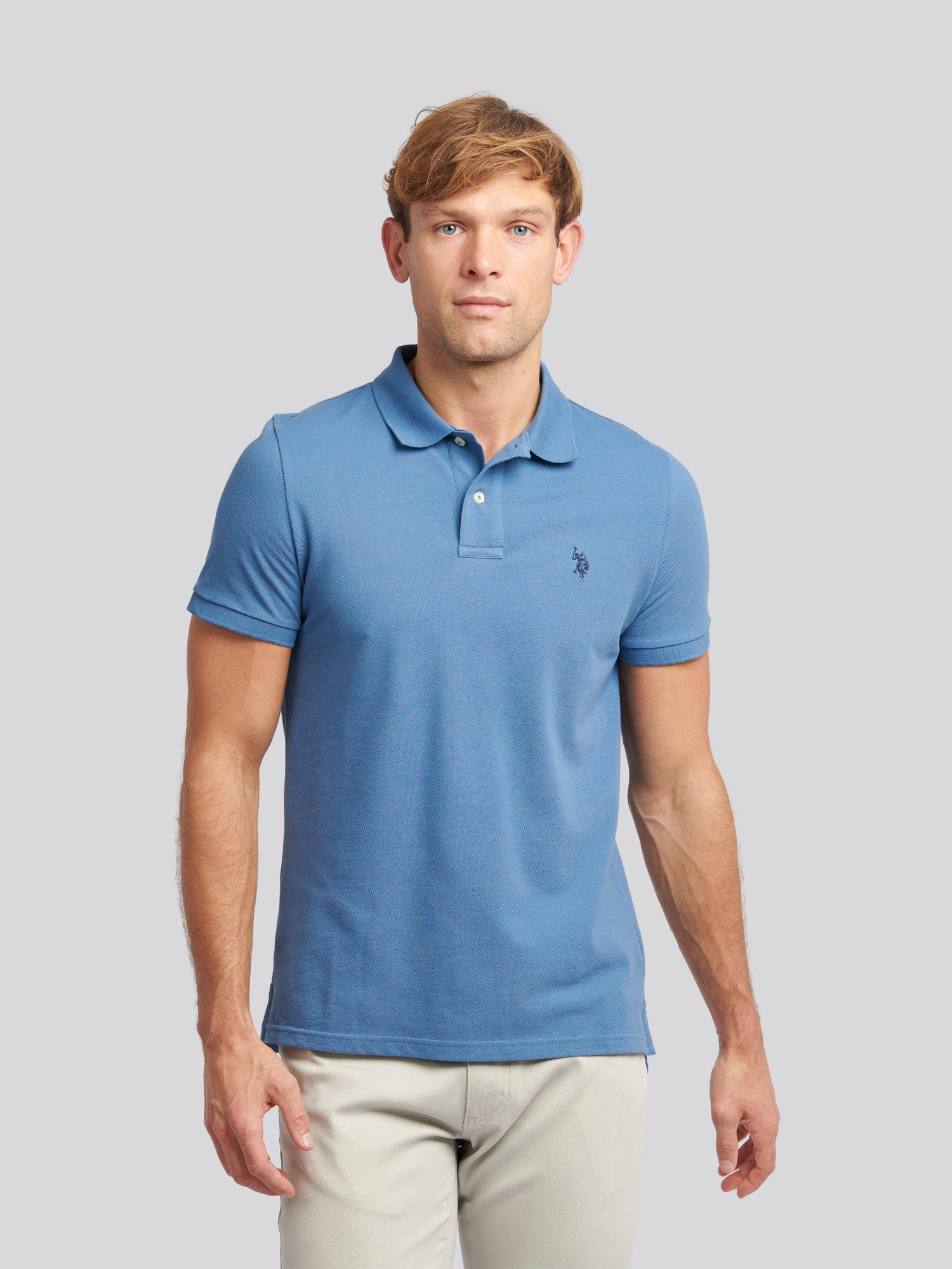 Mens Double Horsemen Polo Shirt Blue Horizon