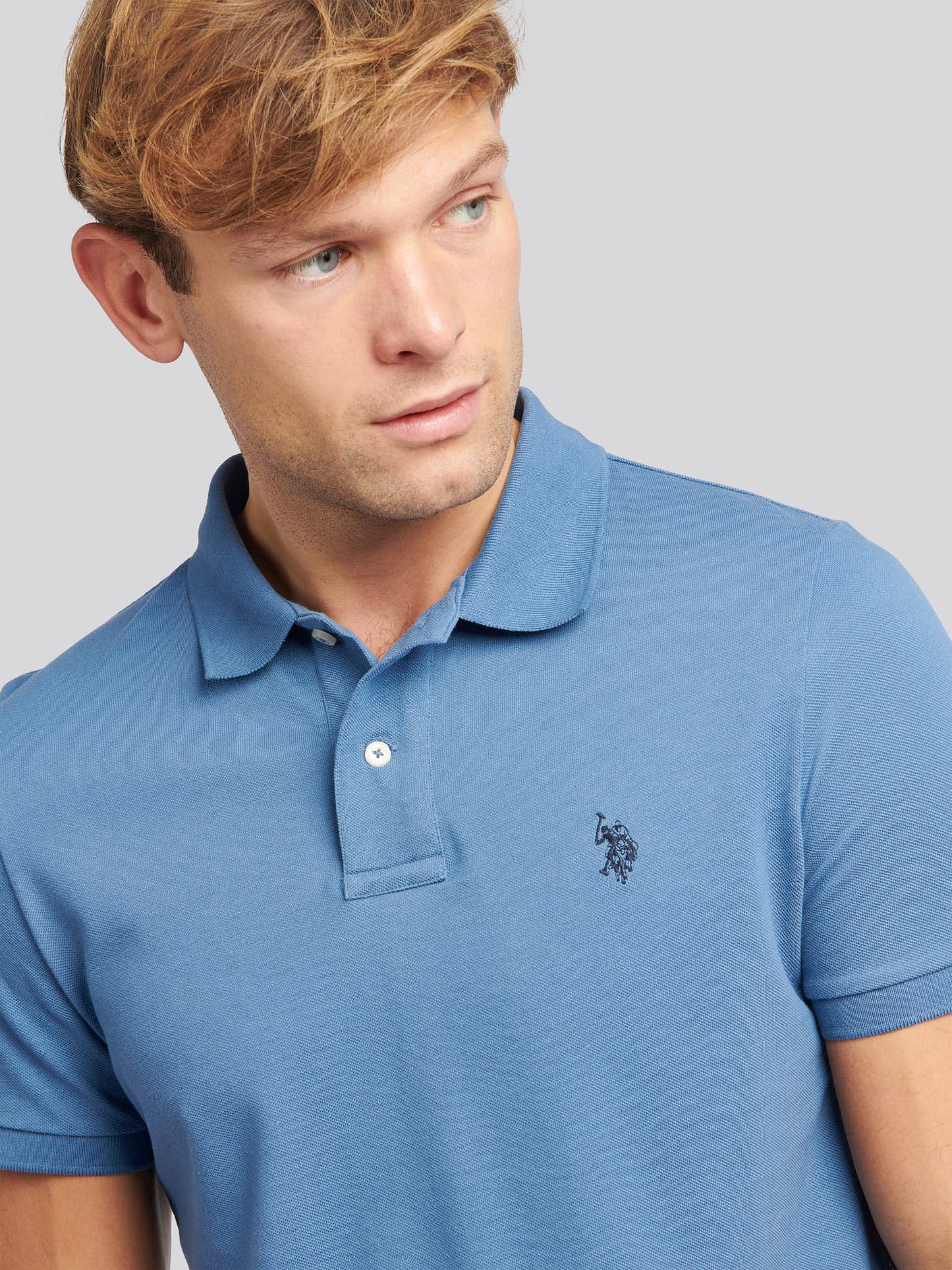 Mens Double Horsemen Polo Shirt Blue Horizon