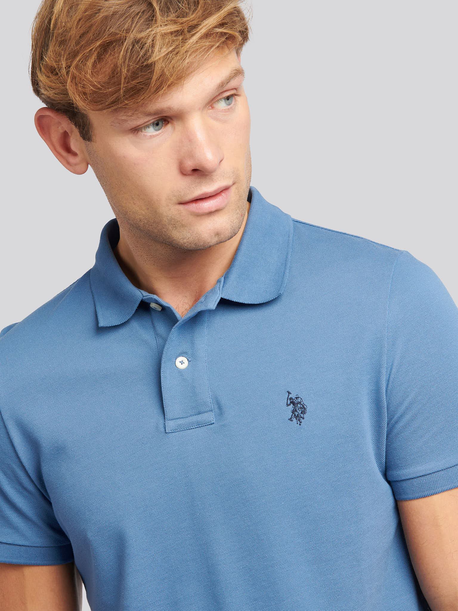 Mens Double Horsemen Polo Shirt Blue Horizon