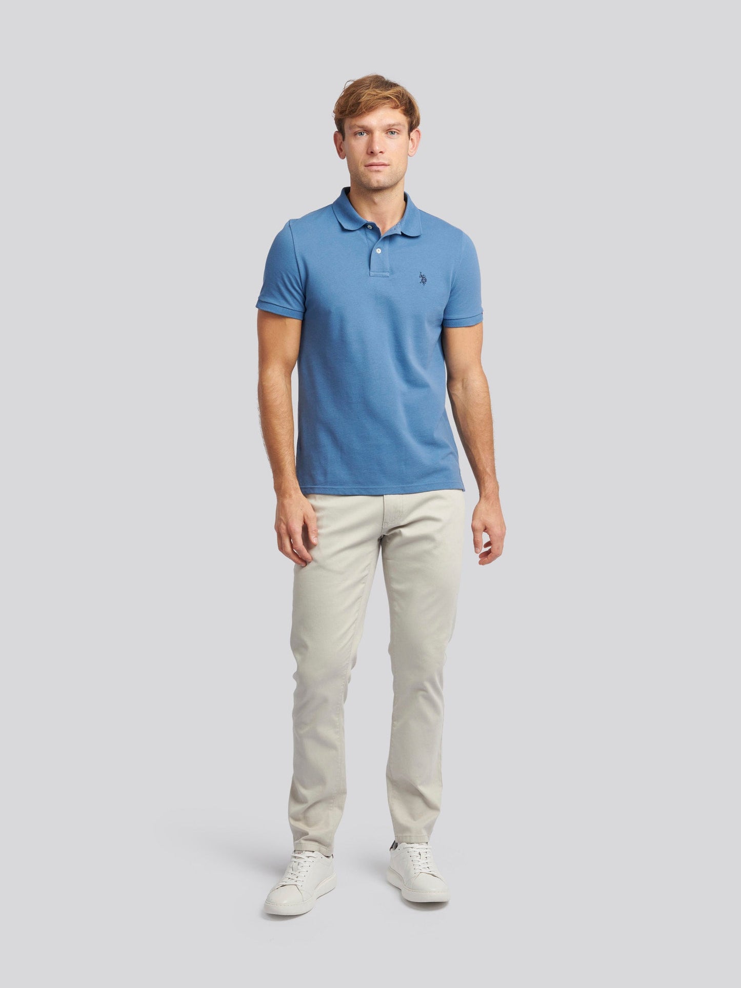 Mens Double Horsemen Polo Shirt Blue Horizon