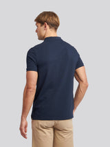 Mens Double Horsemen Polo Shirt Dark Sapphire Navy / Haute Red DHM
