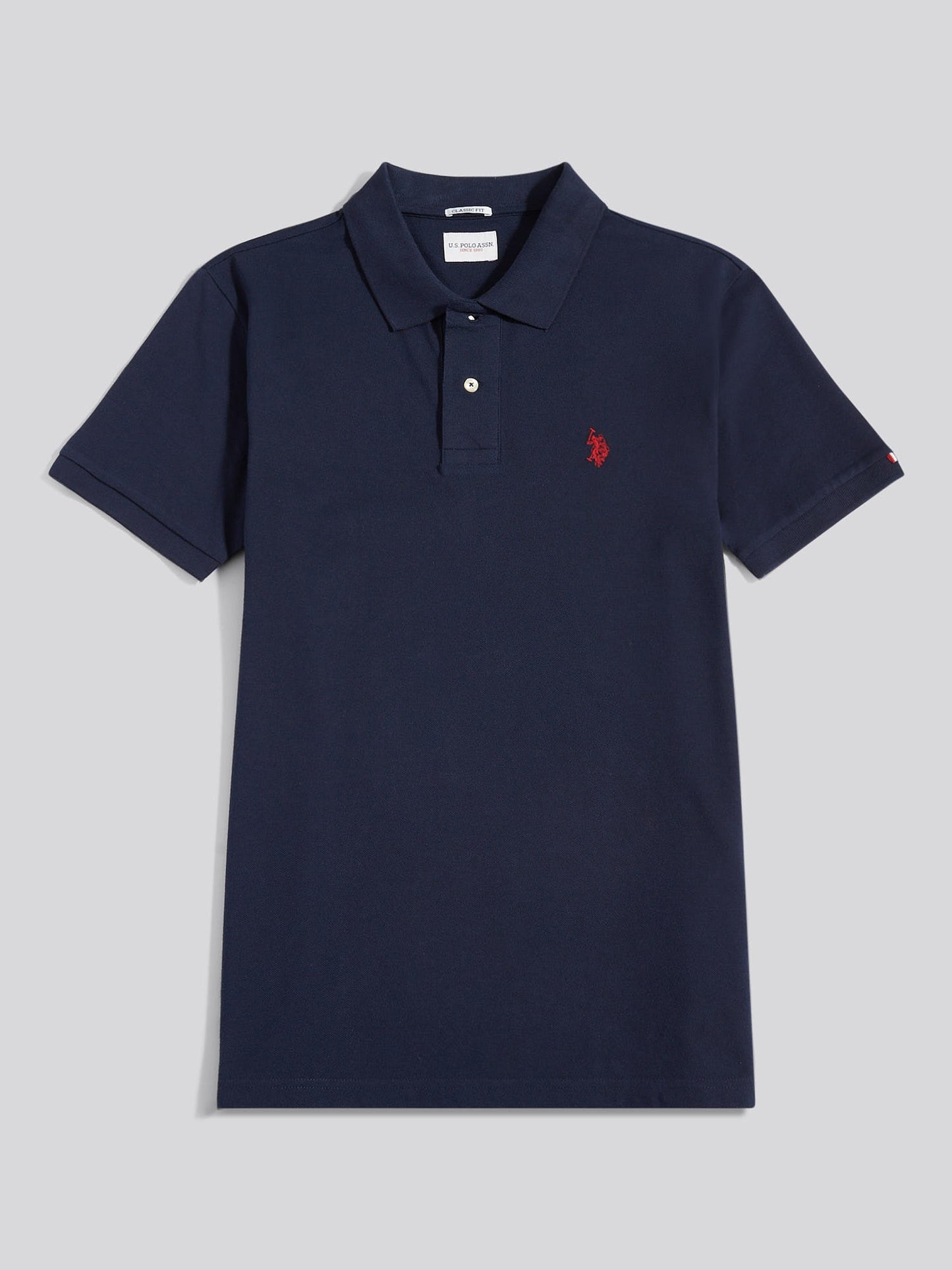 Mens Double Horsemen Polo Shirt Dark Sapphire Navy / Haute Red DHM