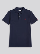 Mens Double Horsemen Polo Shirt Dark Sapphire Navy / Haute Red DHM
