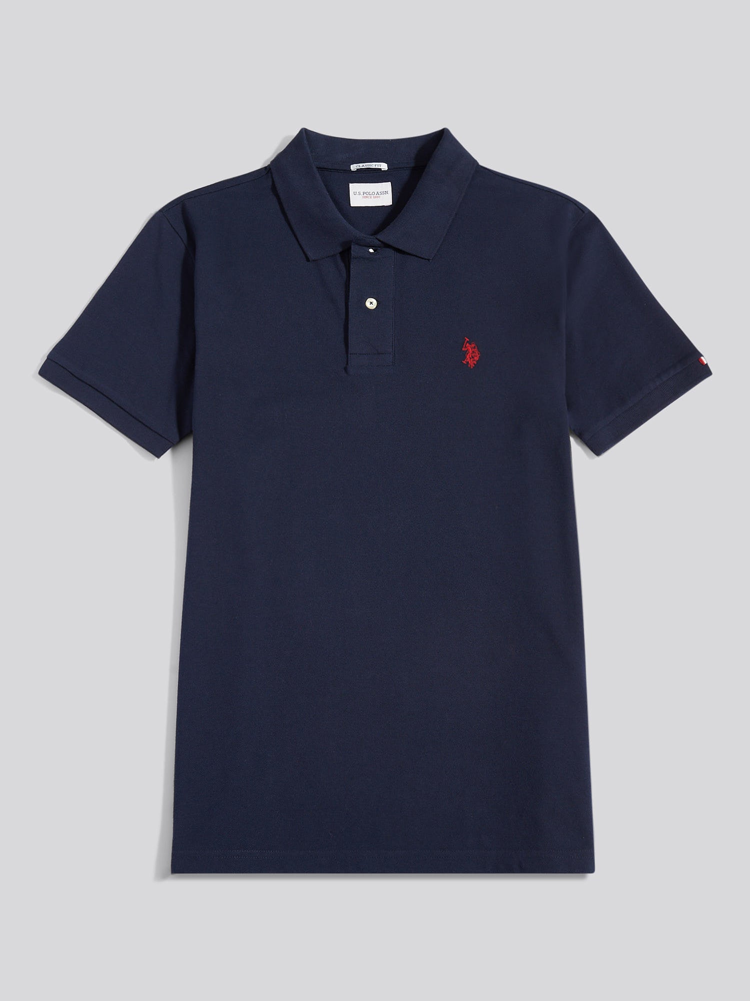 Mens Double Horsemen Polo Shirt Dark Sapphire Navy / Haute Red DHM