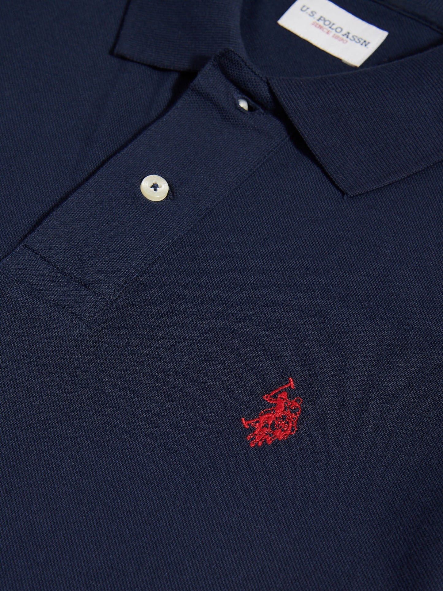 Mens Double Horsemen Polo Shirt Dark Sapphire Navy / Haute Red DHM