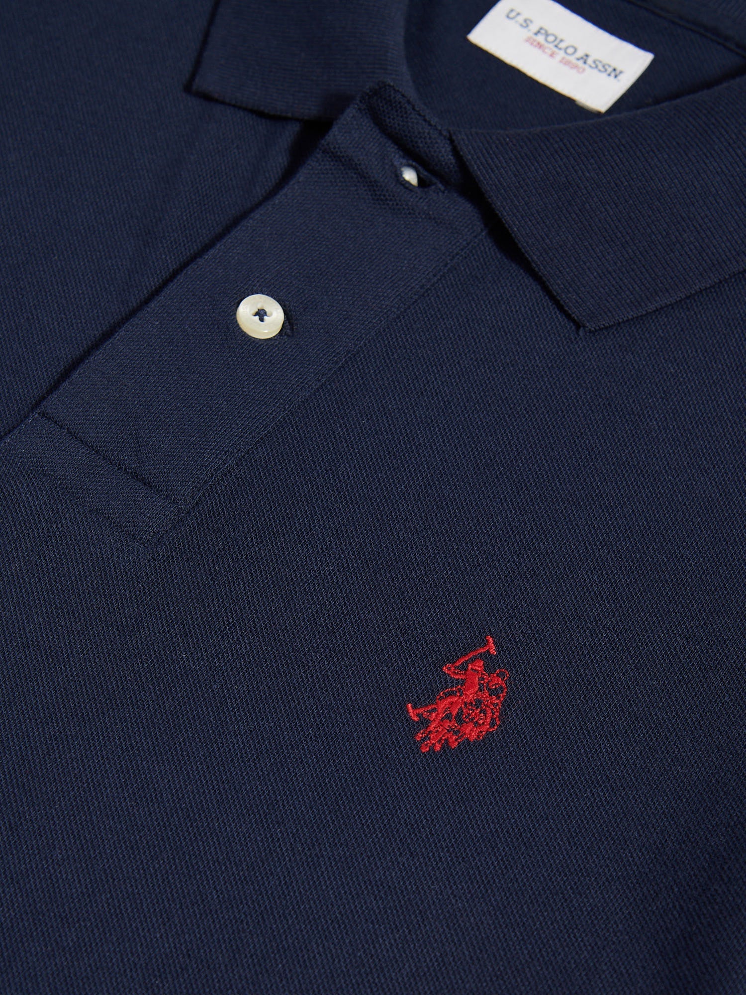 Mens Double Horsemen Polo Shirt Dark Sapphire Navy / Haute Red DHM