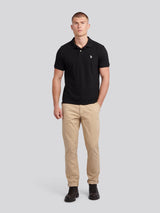 Mens Double Horsemen Polo Shirt Black Bright White DHM