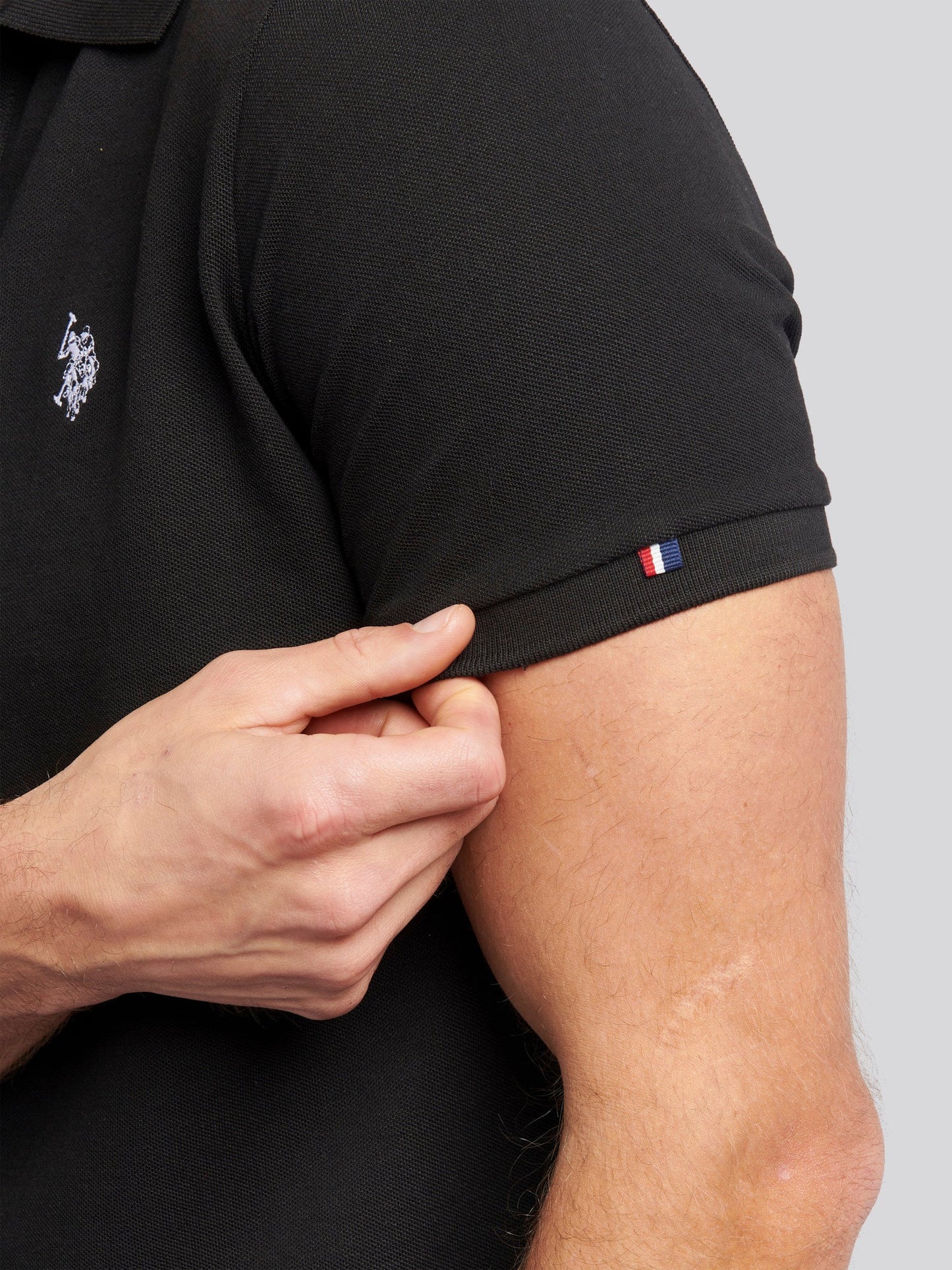 Mens Double Horsemen Polo Shirt Black Bright White DHM
