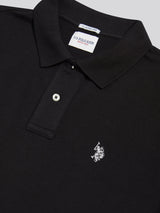 Mens Double Horsemen Polo Shirt Black Bright White DHM