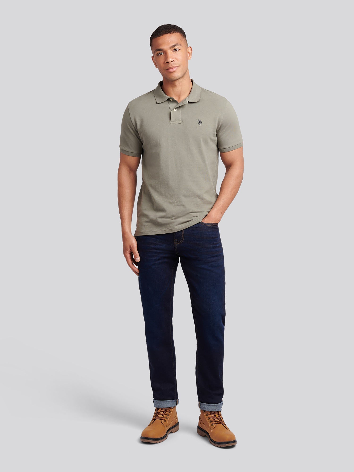 Mens Double Horsemen Polo Shirt Mulled Basil