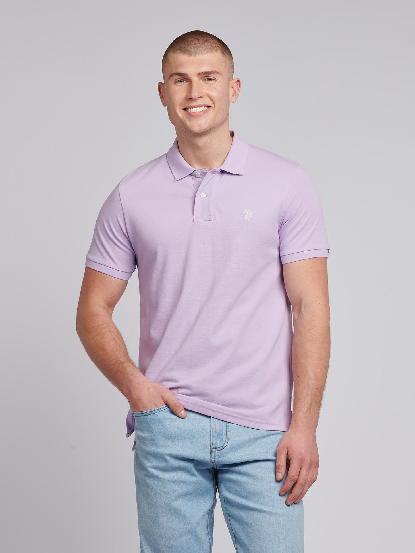 Mens Double Horsemen Polo Shirt Lilac Breeze