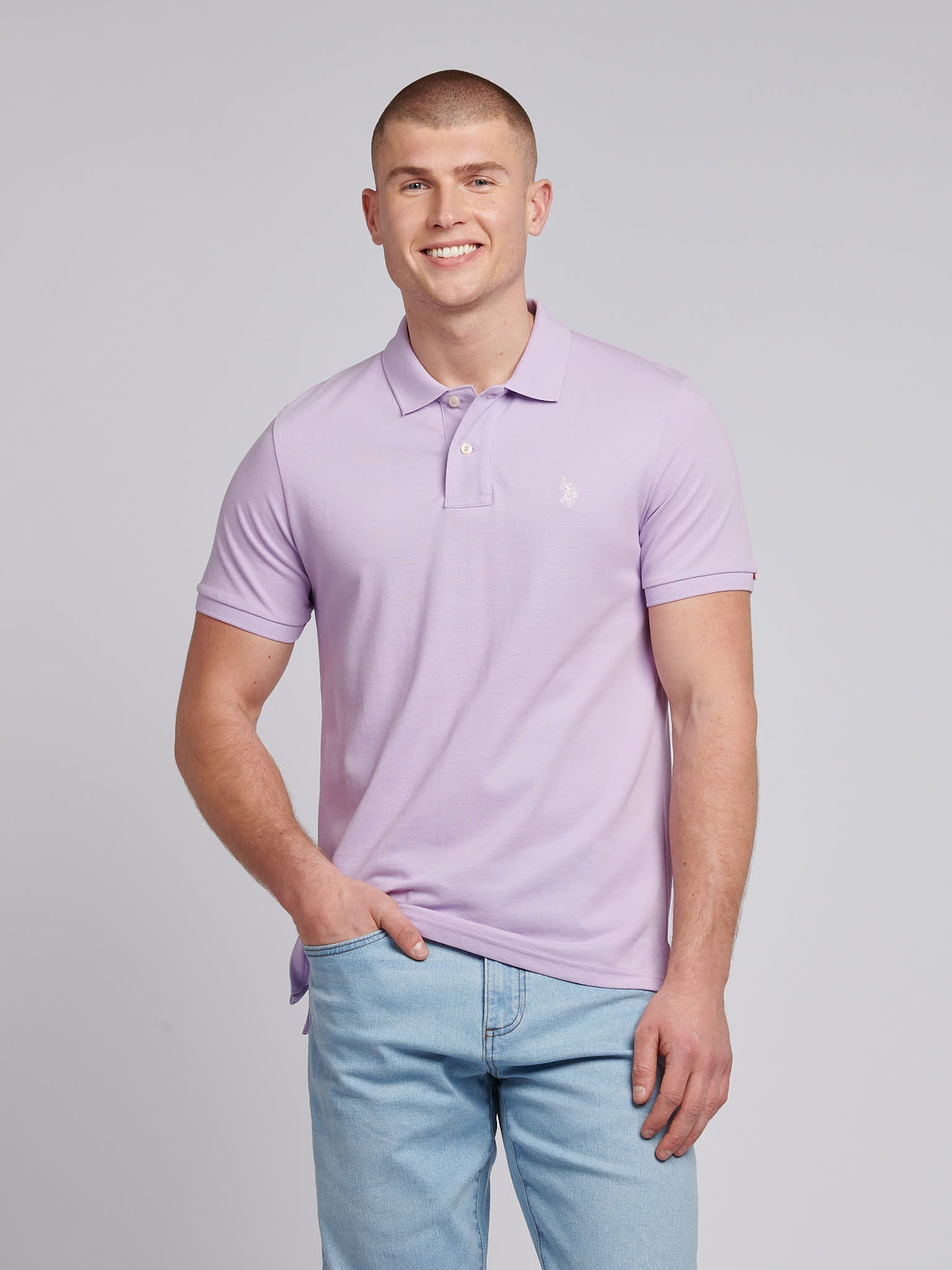 Mens Double Horsemen Polo Shirt Lilac Breeze