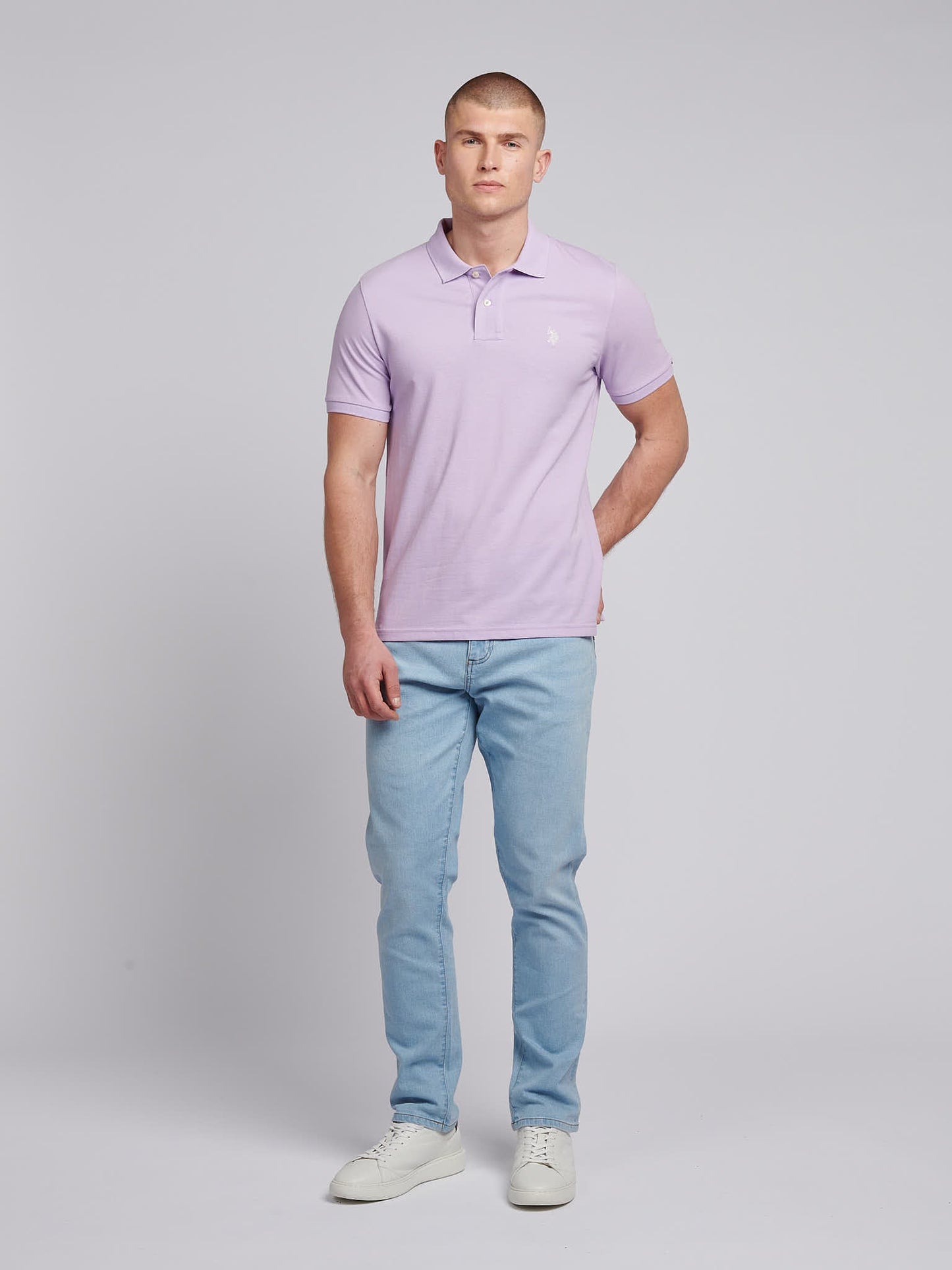 Mens Double Horsemen Polo Shirt Lilac Breeze