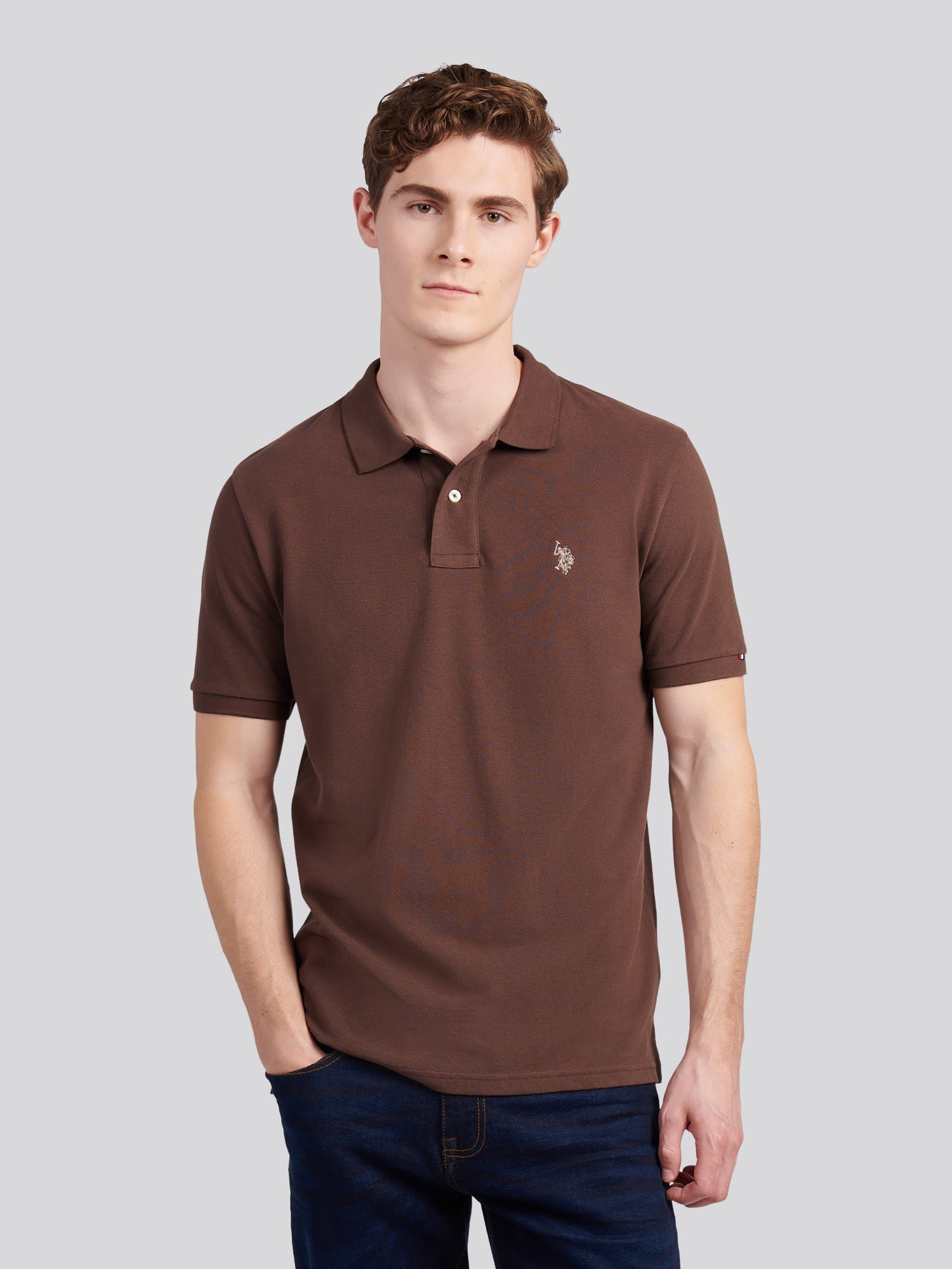 Mens Double Horsemen Polo Shirt Chocolate Martini
