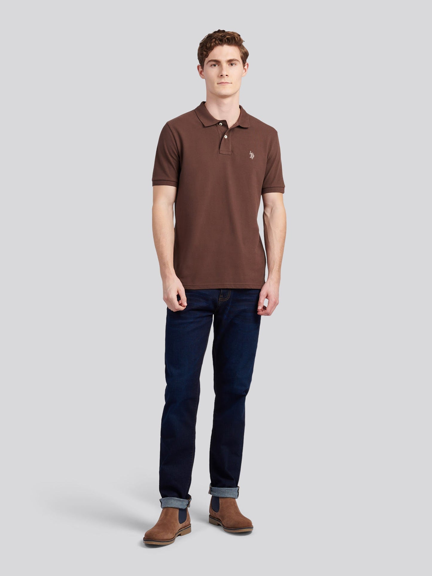 Mens Double Horsemen Polo Shirt Chocolate Martini