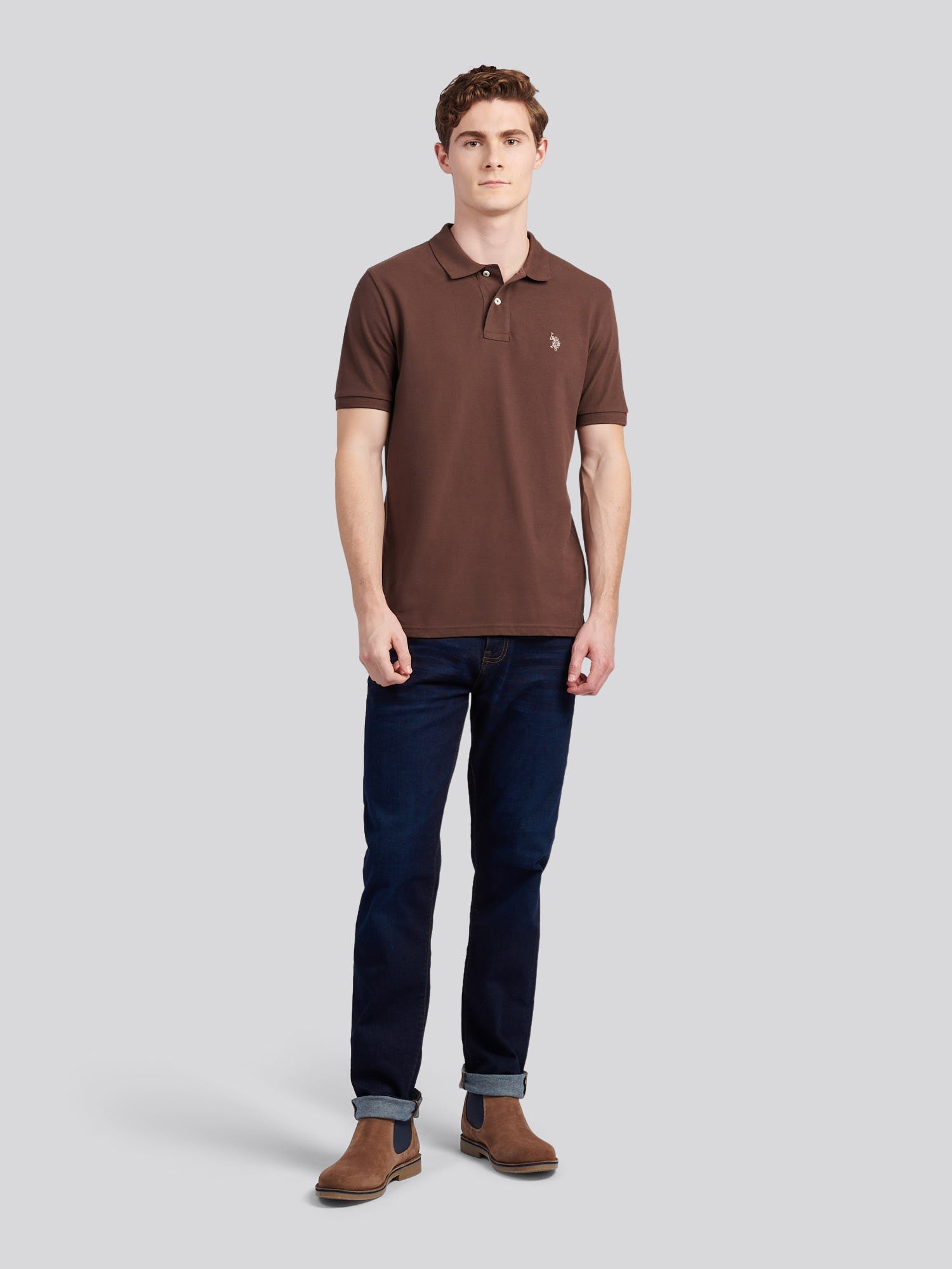 Mens Double Horsemen Polo Shirt Chocolate Martini