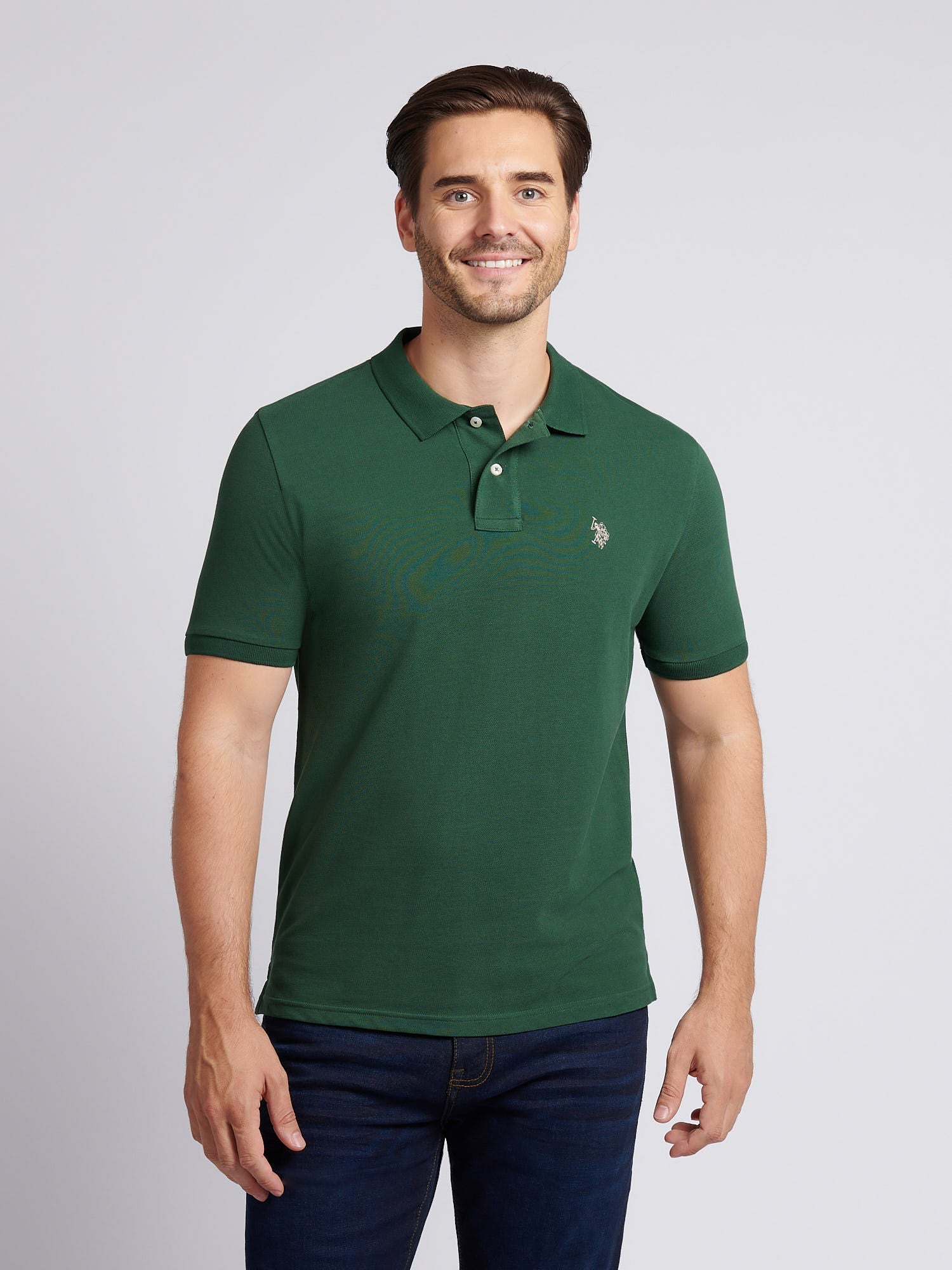 Mens Double Horsemen Polo Shirt Pineneedle