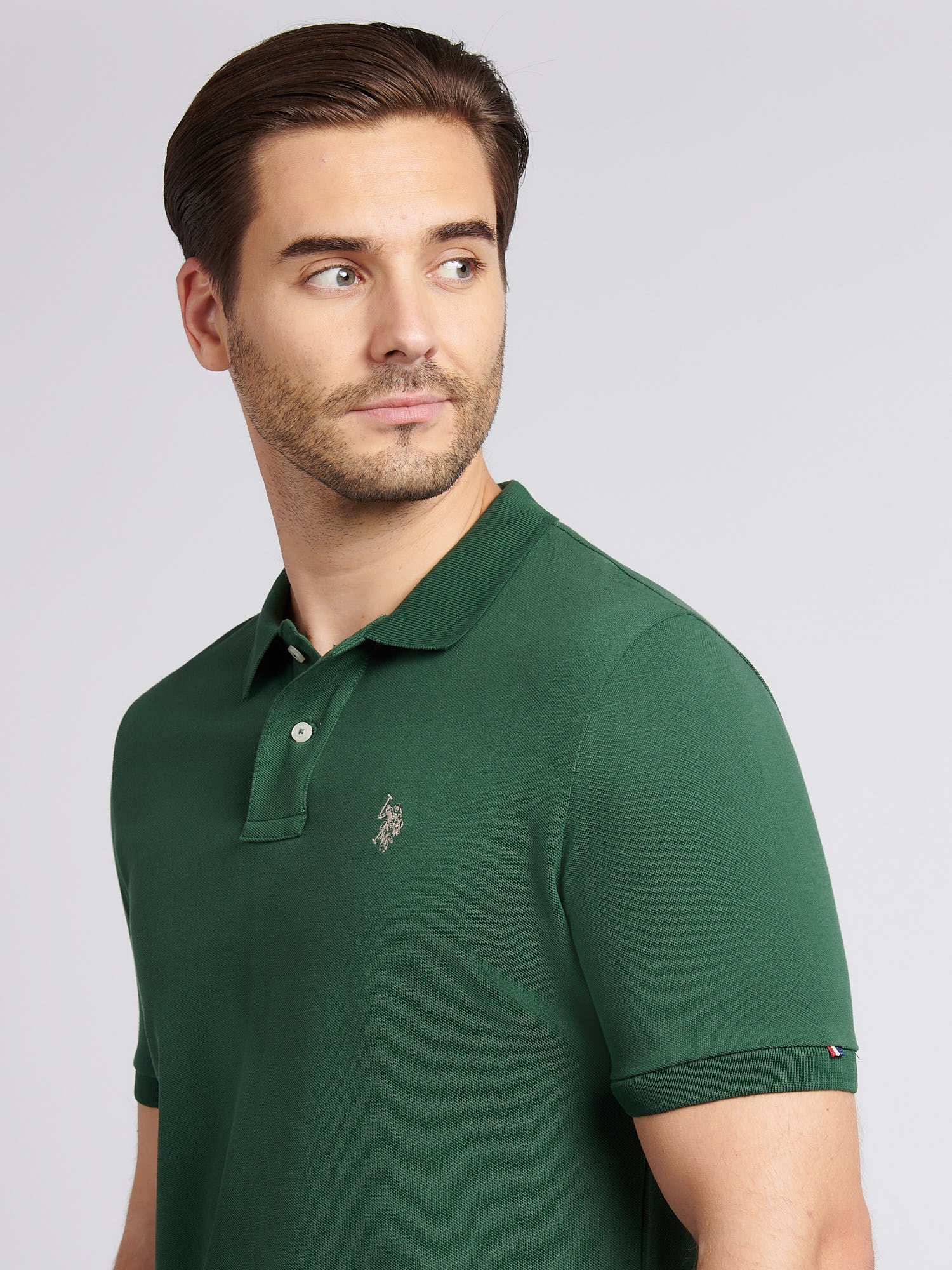 Mens Double Horsemen Polo Shirt Pineneedle