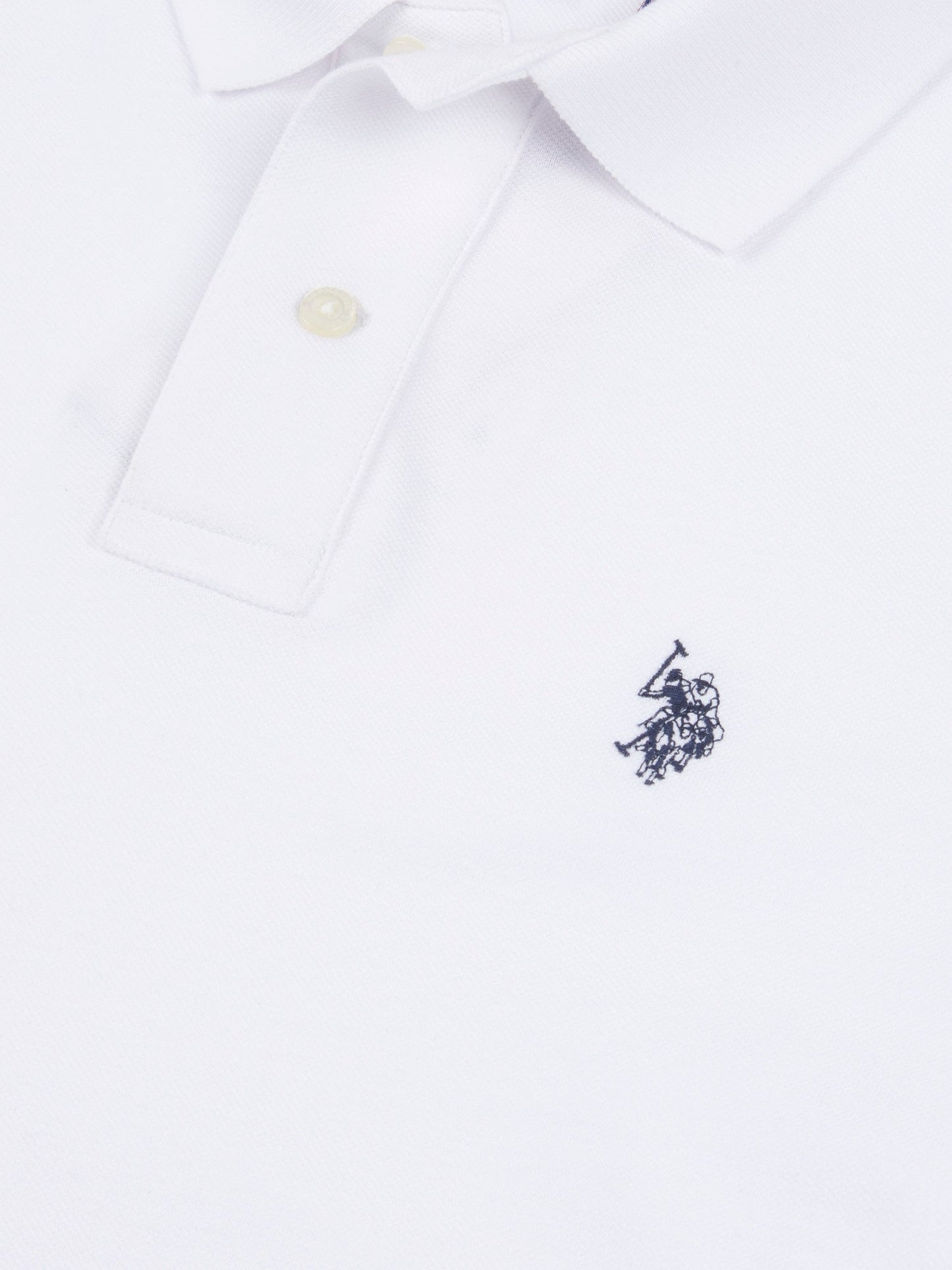 Mens Double Horsemen Polo Shirt White / Dark Sapphire Navy DHM