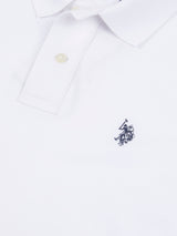 Mens Double Horsemen Polo Shirt White / Dark Sapphire Navy DHM