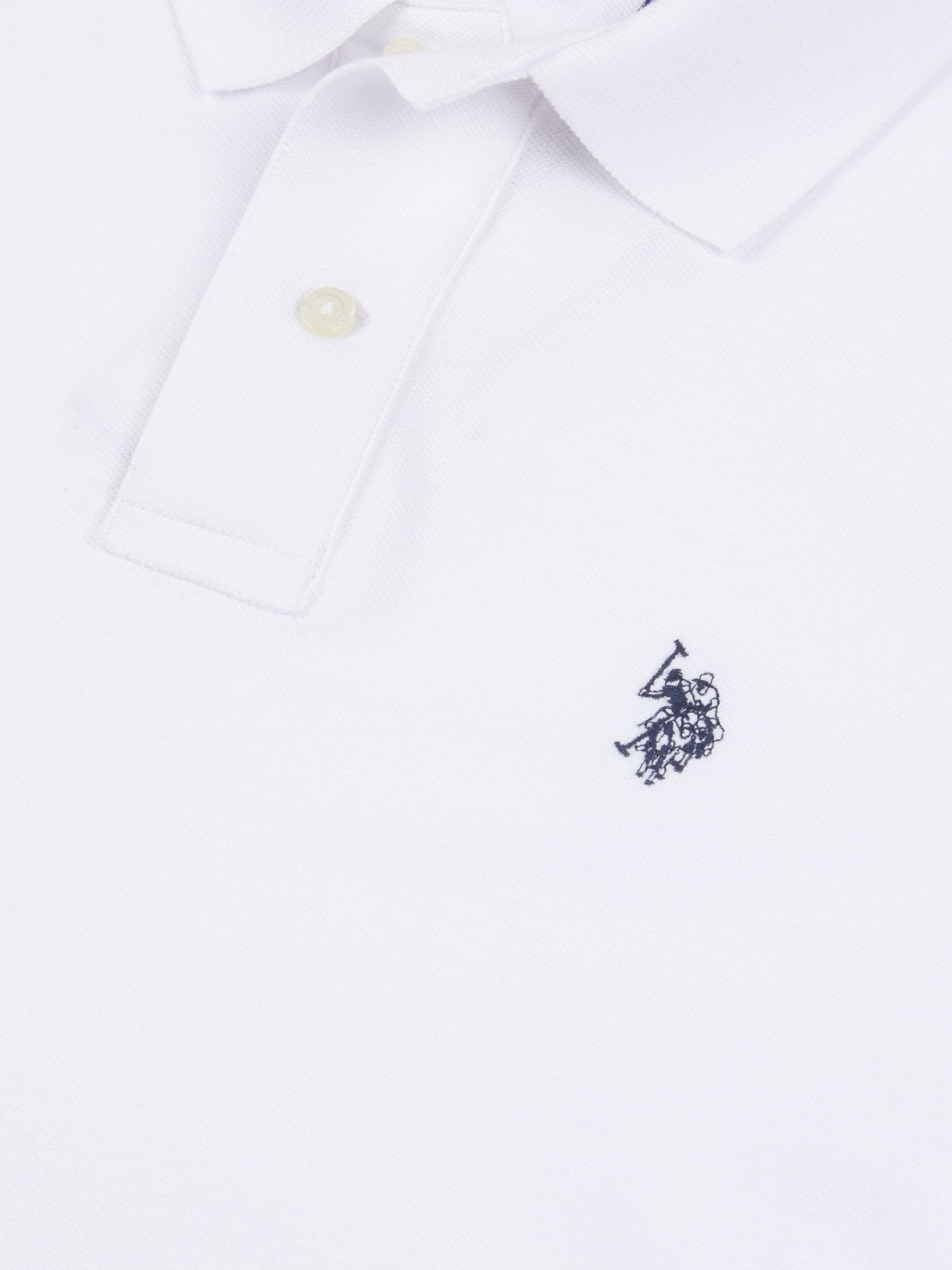 Mens Double Horsemen Polo Shirt White / Dark Sapphire Navy DHM