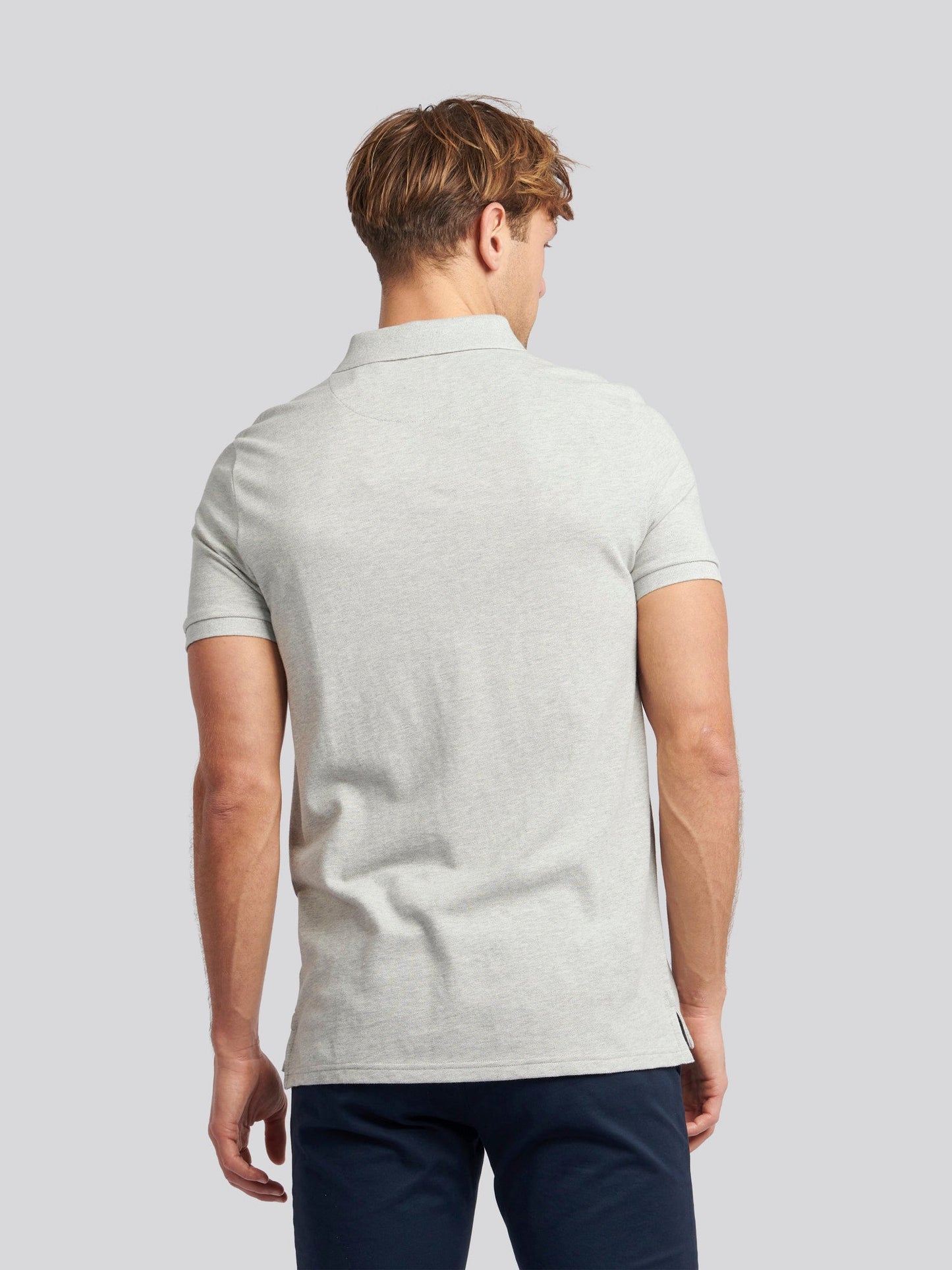 Mens Double Horsemen Polo Shirt Mid Grey Marl