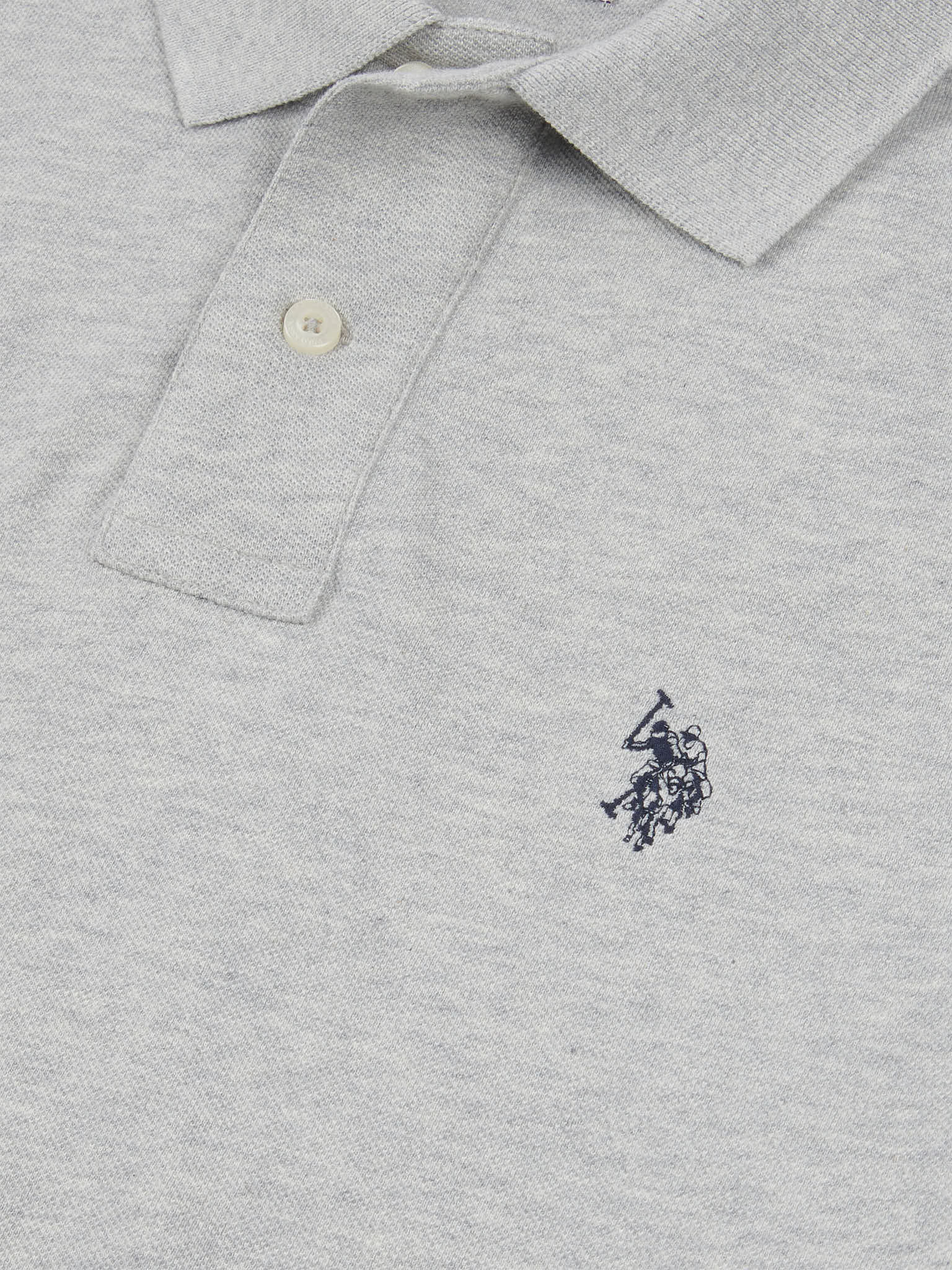 Mens Double Horsemen Polo Shirt Mid Grey Marl