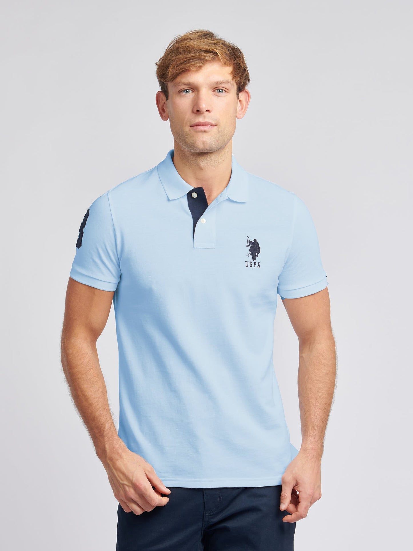 Mens Player 3 Polo Shirt Chambray Blue