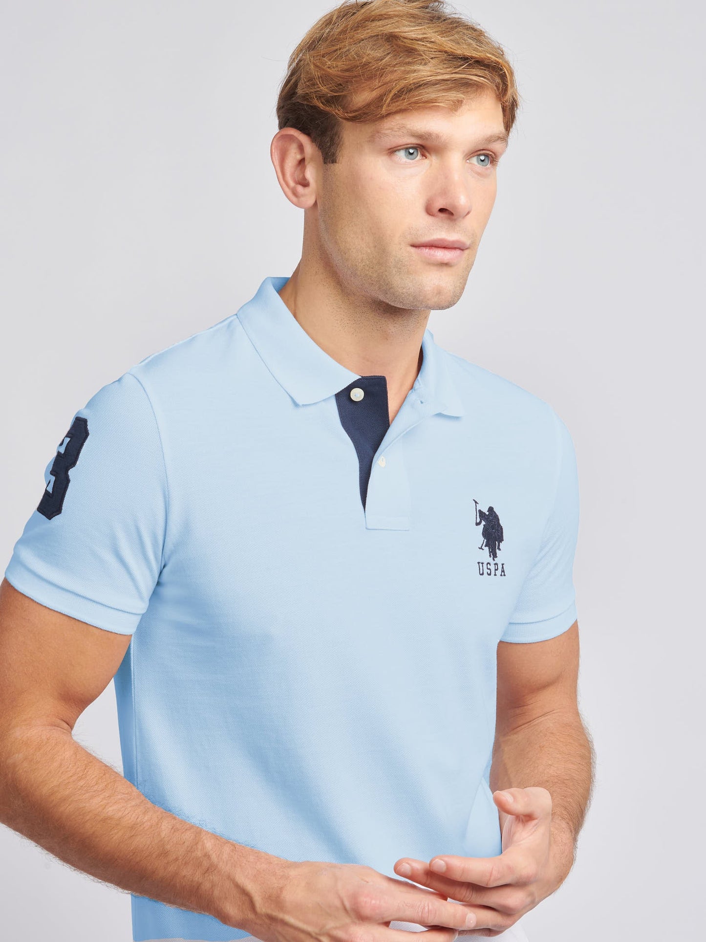 Mens Player 3 Polo Shirt Chambray Blue