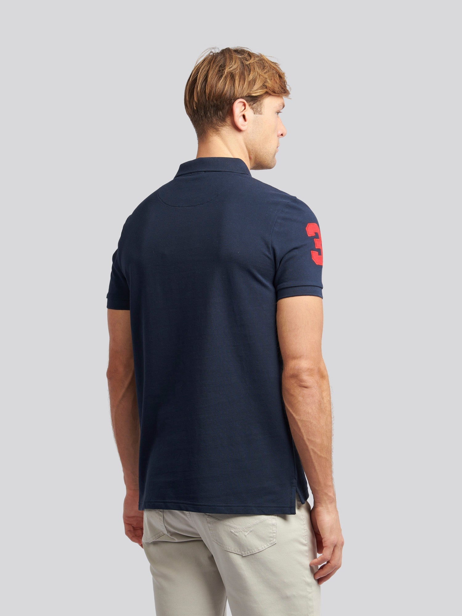 Mens Player 3 Polo Shirt Dark Sapphire Navy / Haute Red DHM