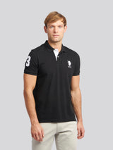 Mens Player 3 Polo Shirt Black Bright White DHM