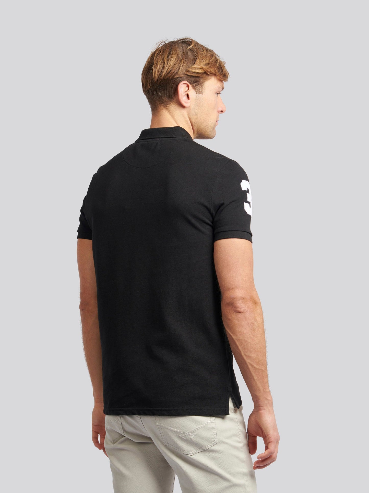 Mens Player 3 Polo Shirt Black Bright White DHM
