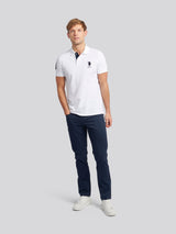 Mens Player 3 Polo Shirt White / Dark Sapphire Navy DHM