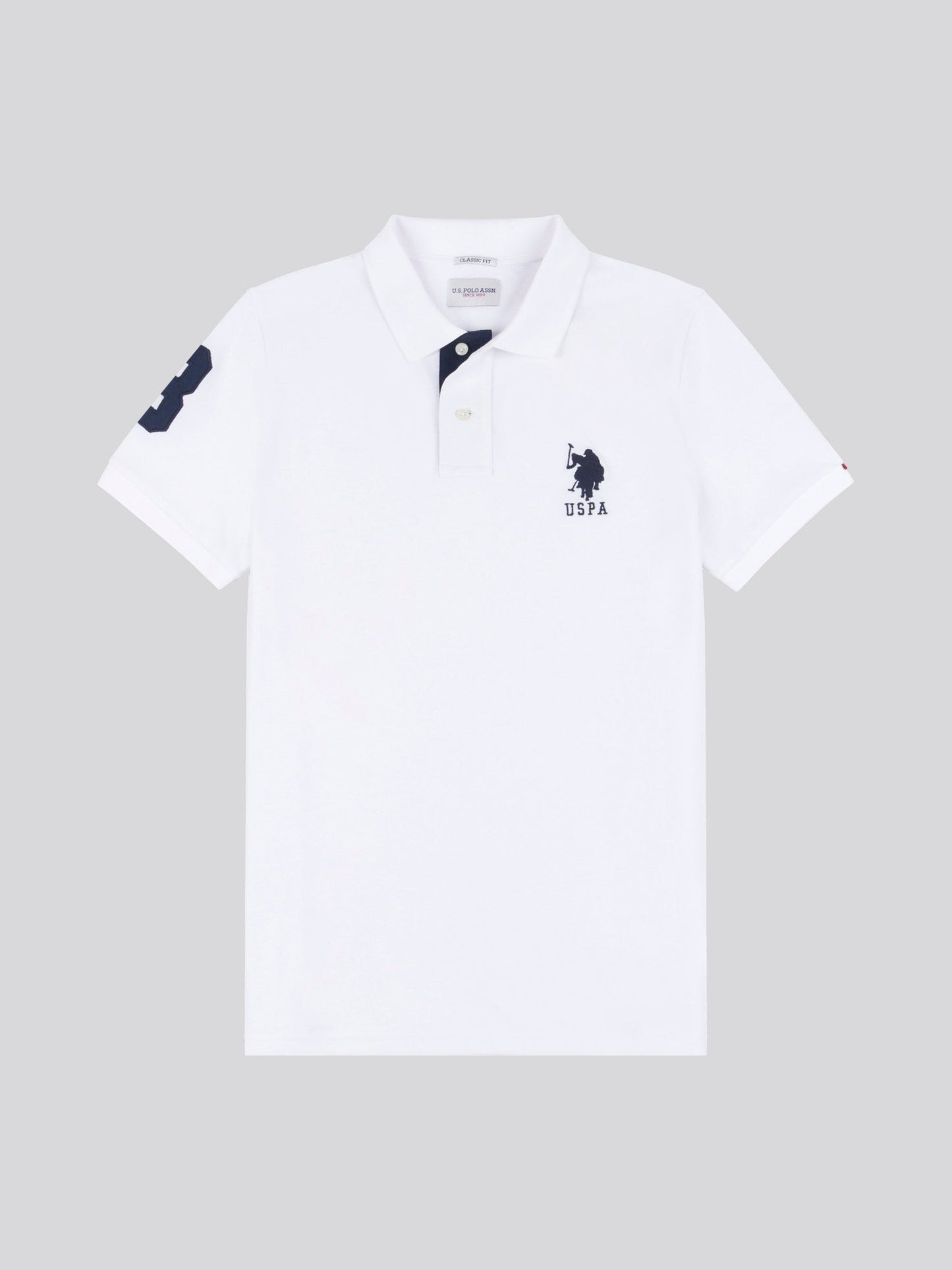 Mens Player 3 Polo Shirt White / Dark Sapphire Navy DHM